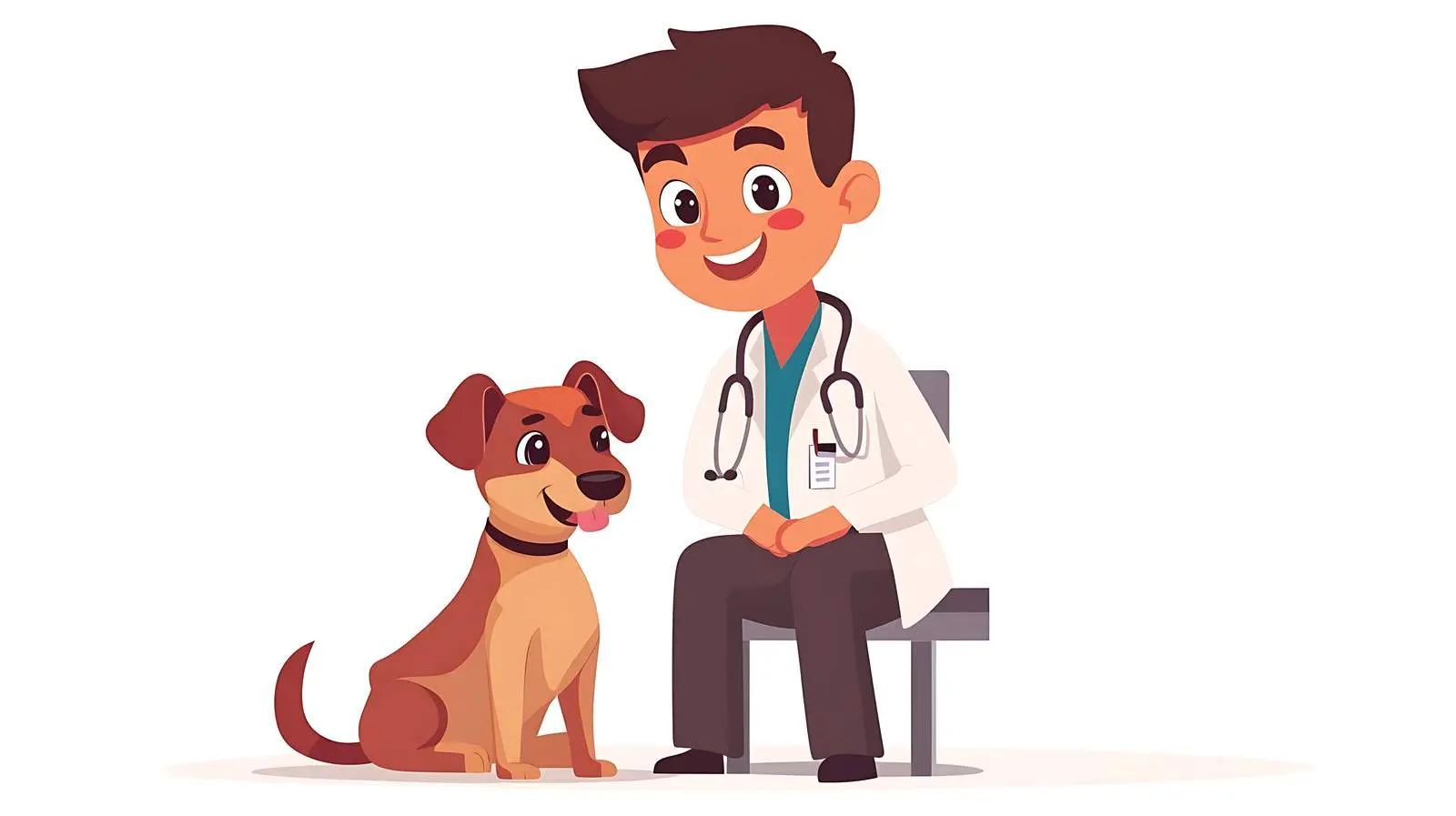 Serious Veterinarian Examining Dog on White Background — free download from Dotvec