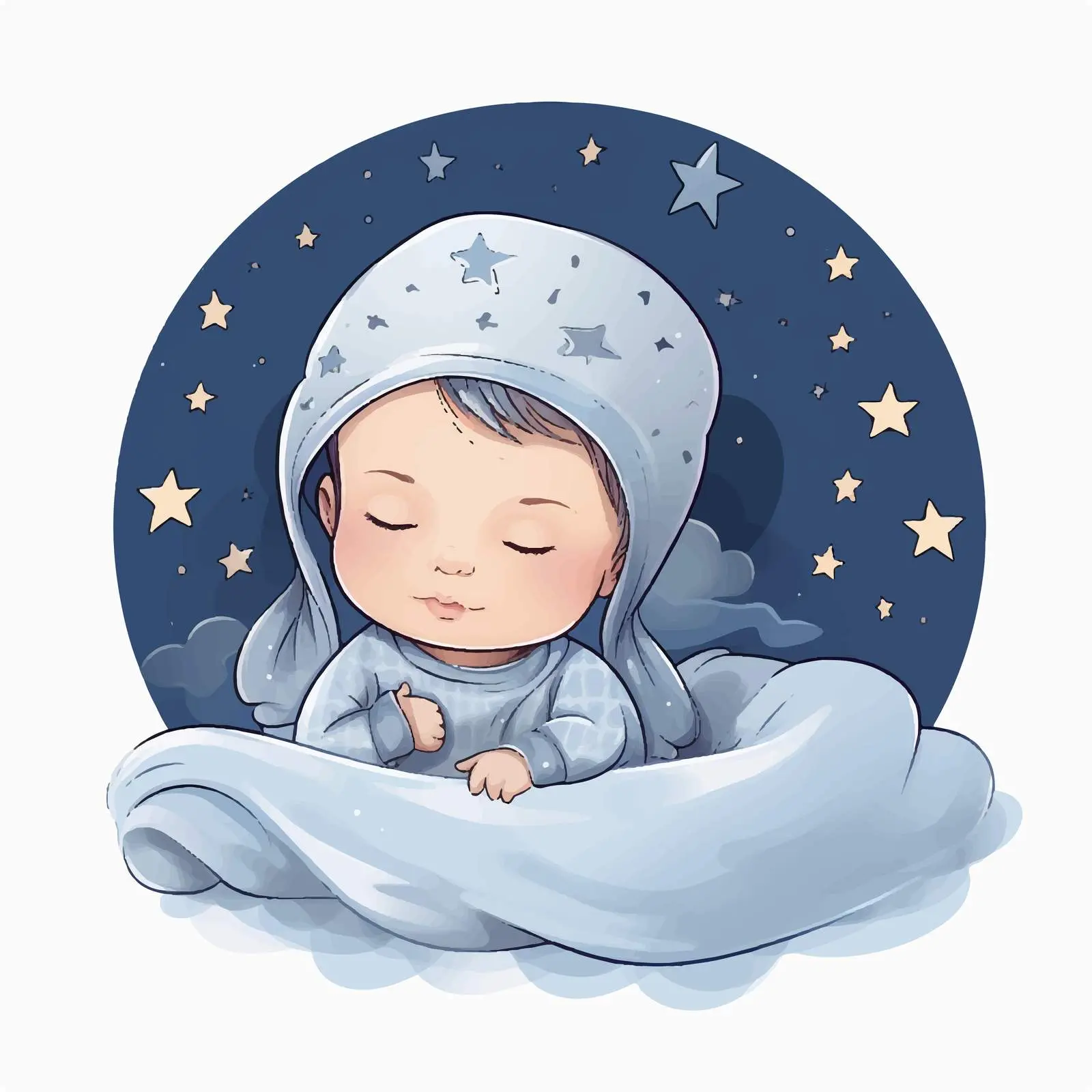 Doodle Style Newborn Baby Postcard Illustration — free download from Dotvec