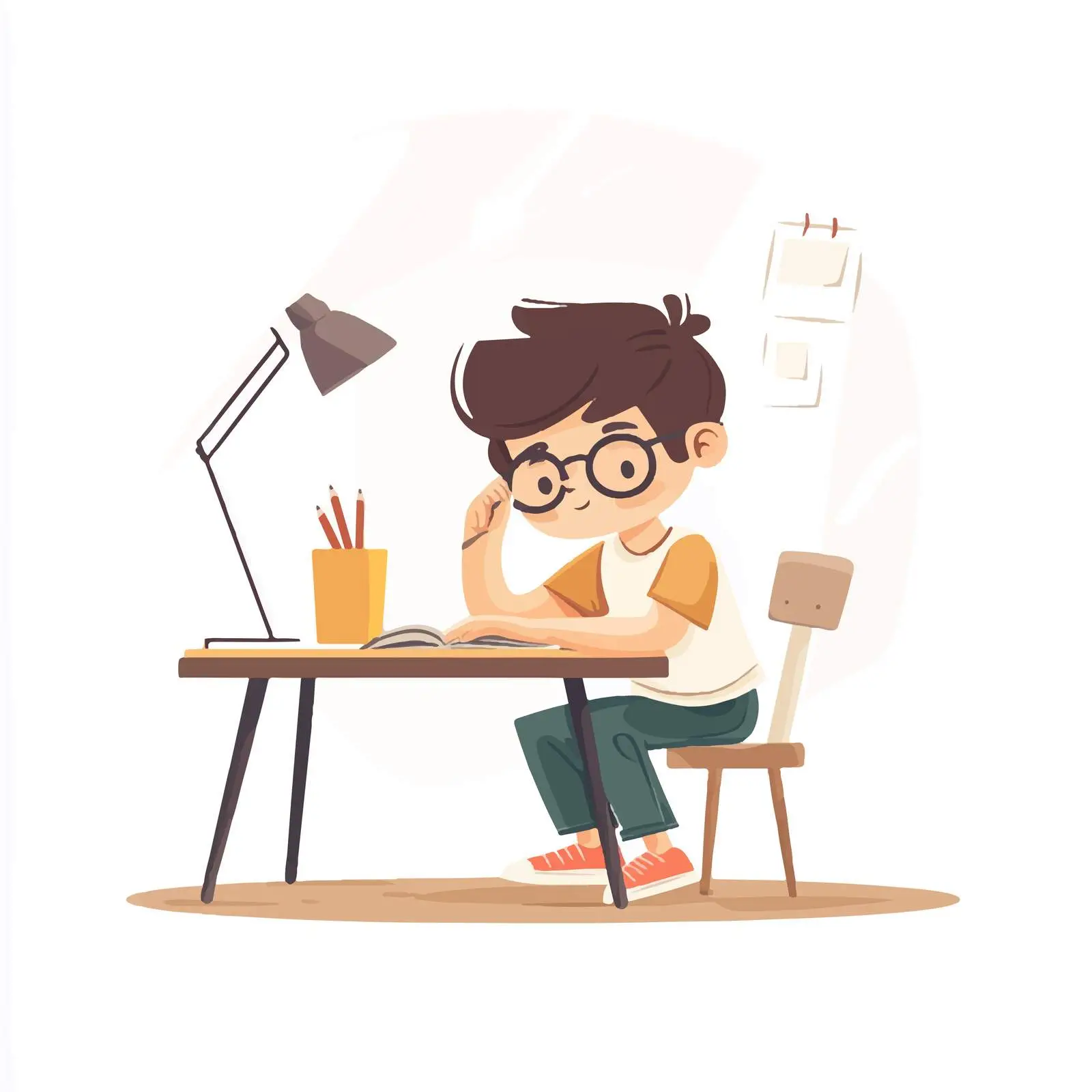 Young Student Boy Erasing Character Illustration — free download from Dotvec