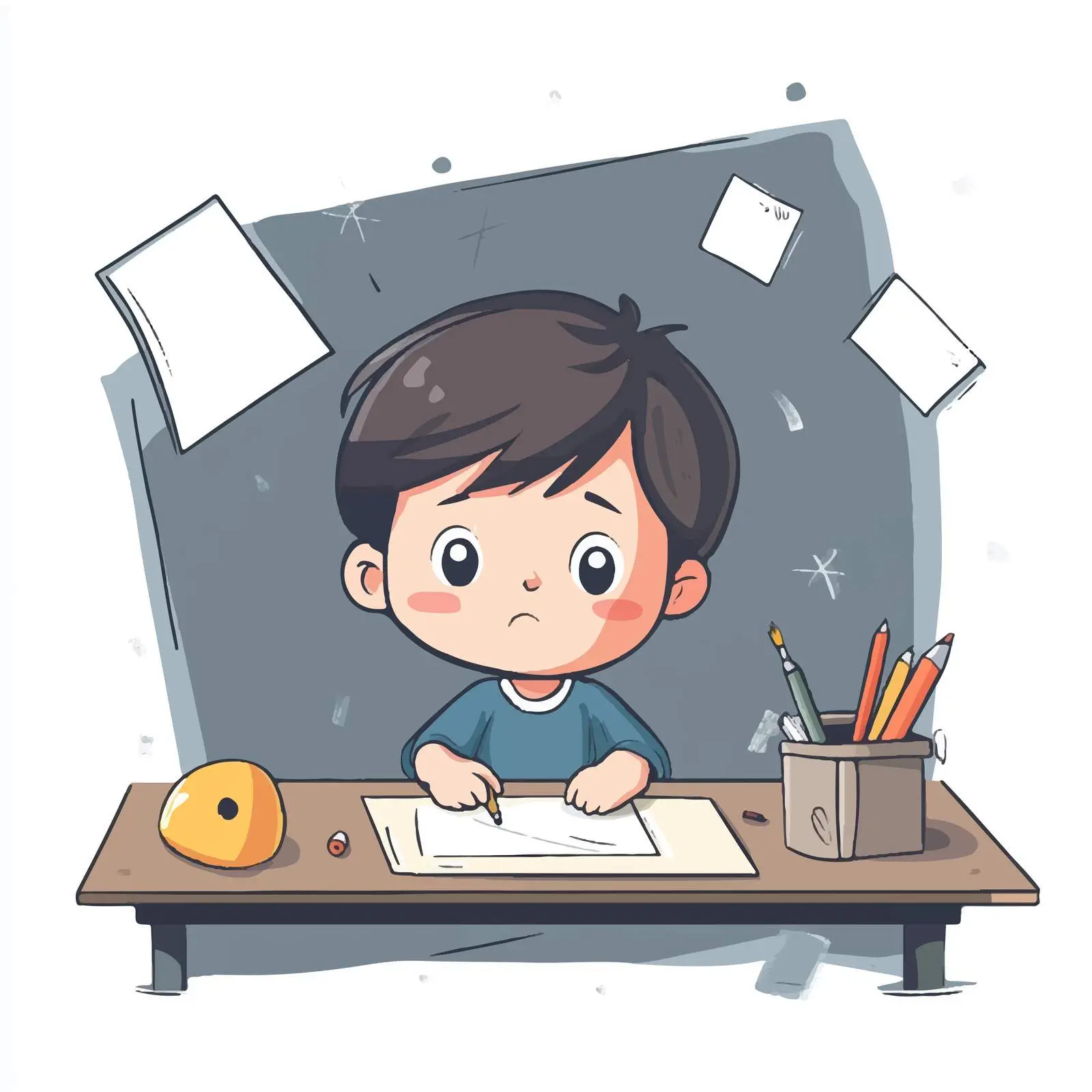 Young Boy Erasing Character Vector Illustration — free download from Dotvec