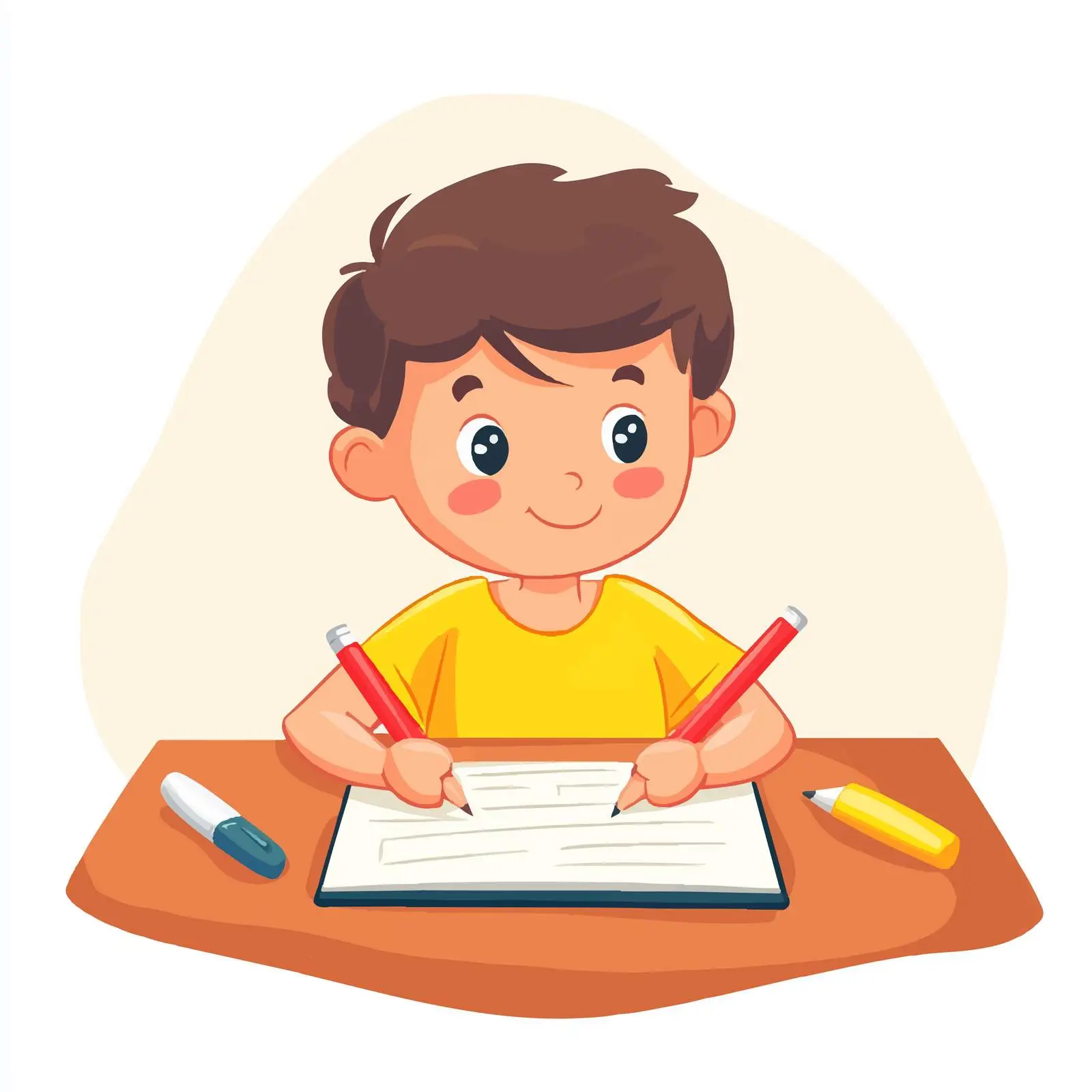 Flat Vector Illustration of Student Boy Erasing — free download from Dotvec