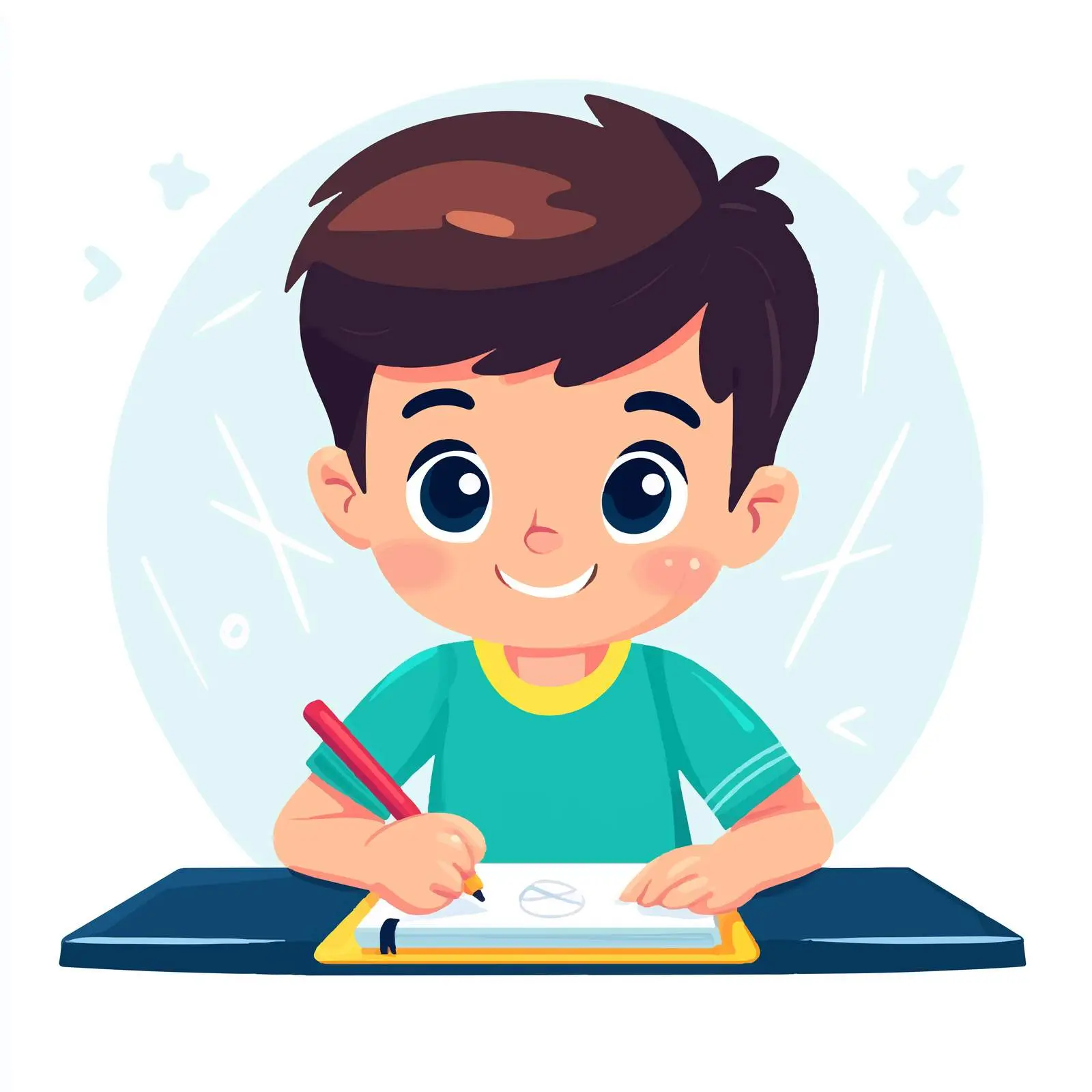 Little Student Boy Erasing Character Vector Illustration — free download from Dotvec