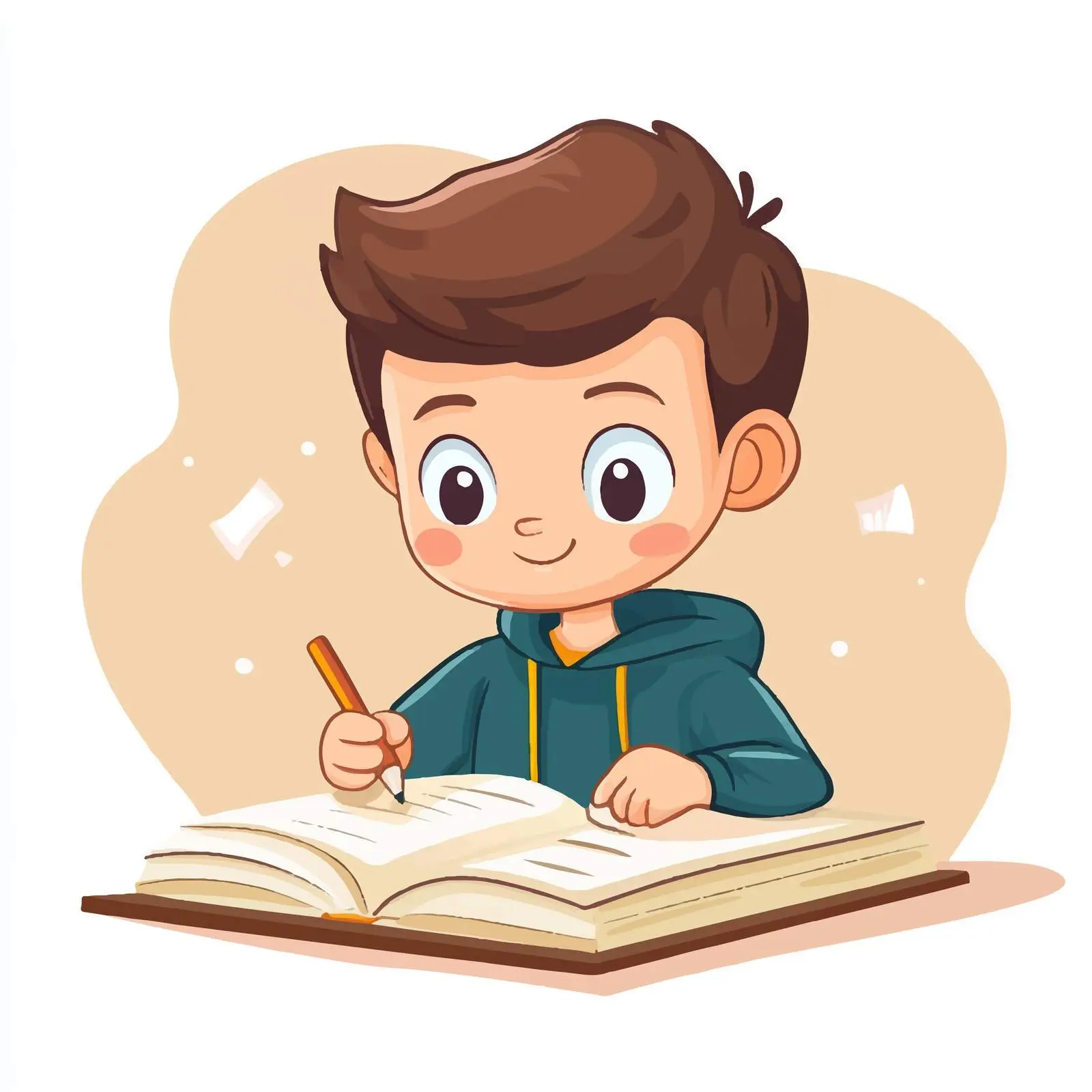 Little Student Boy Erasing in Book Vector — free download from Dotvec