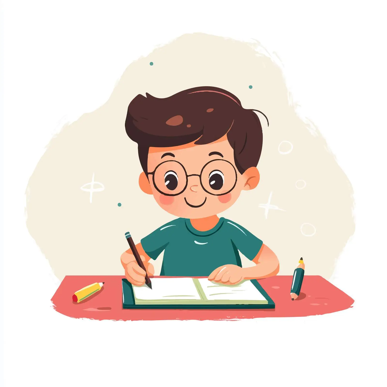 Little Student Boy Writing Vector Illustration — free download from Dotvec