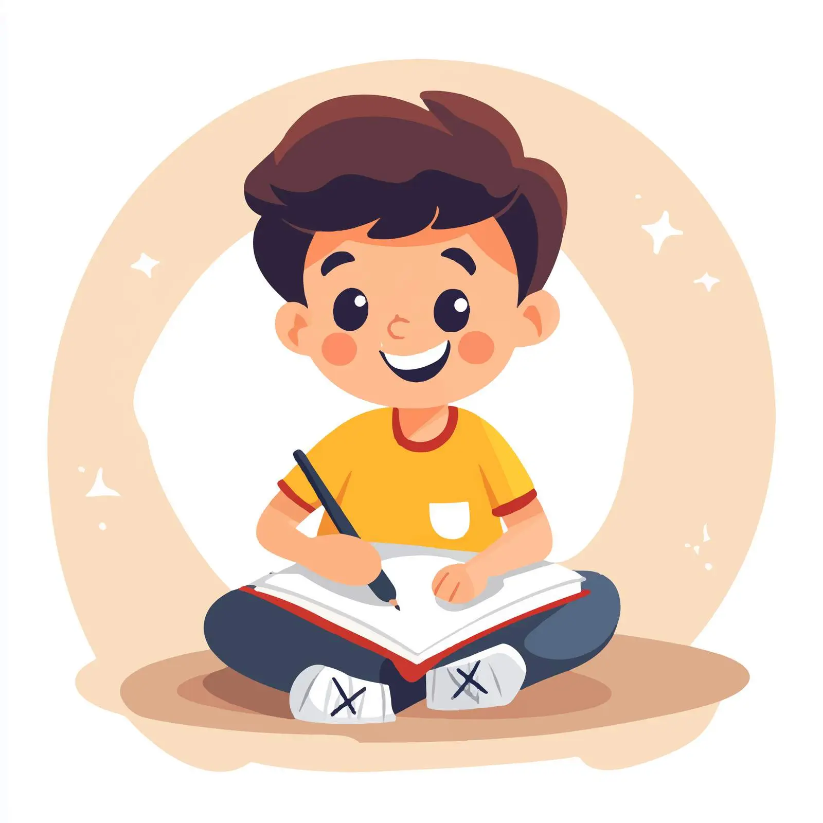 Little Student Boy Writing Vector Illustration — free download from Dotvec