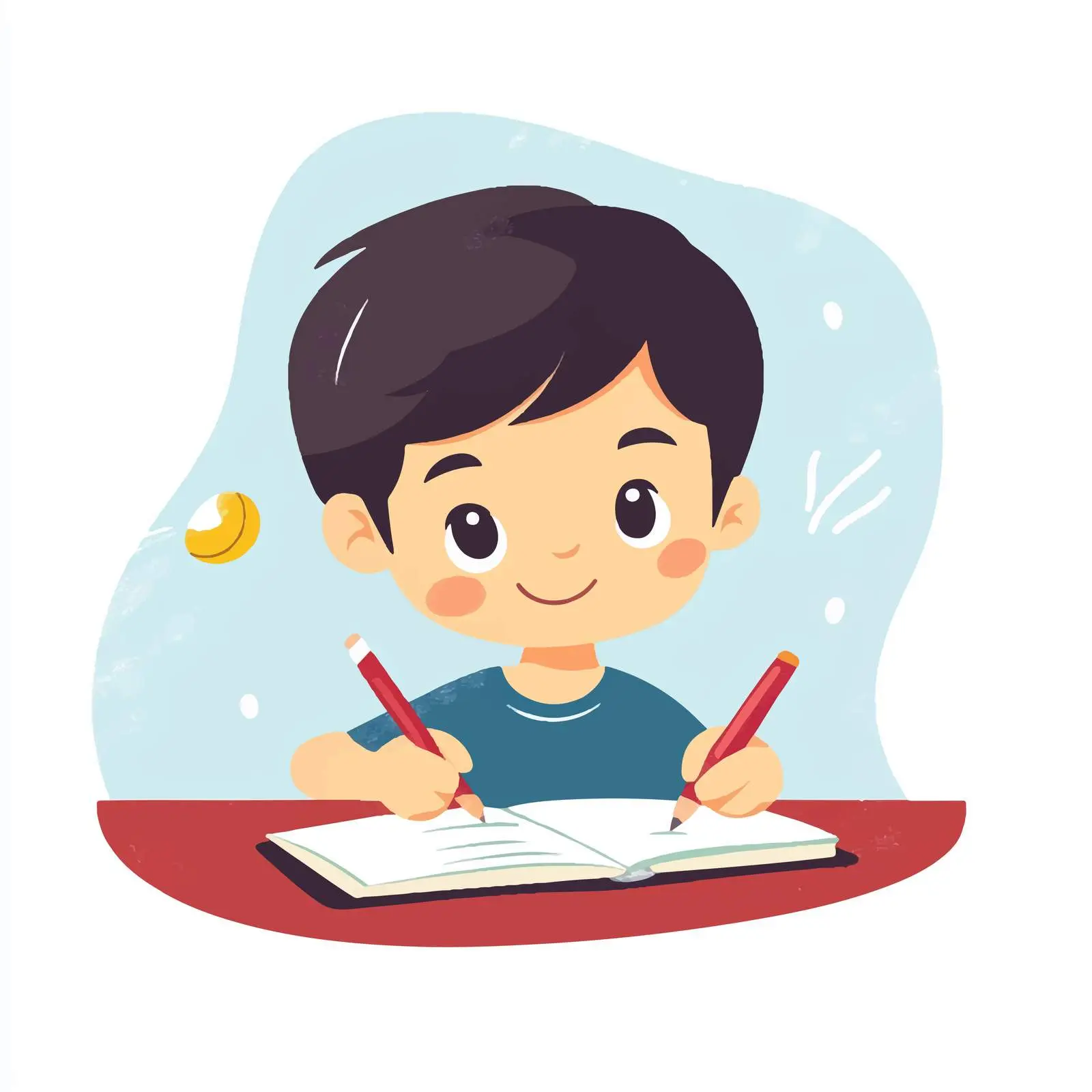 Flat Vector Illustration of Student Boy Writing — free download from Dotvec