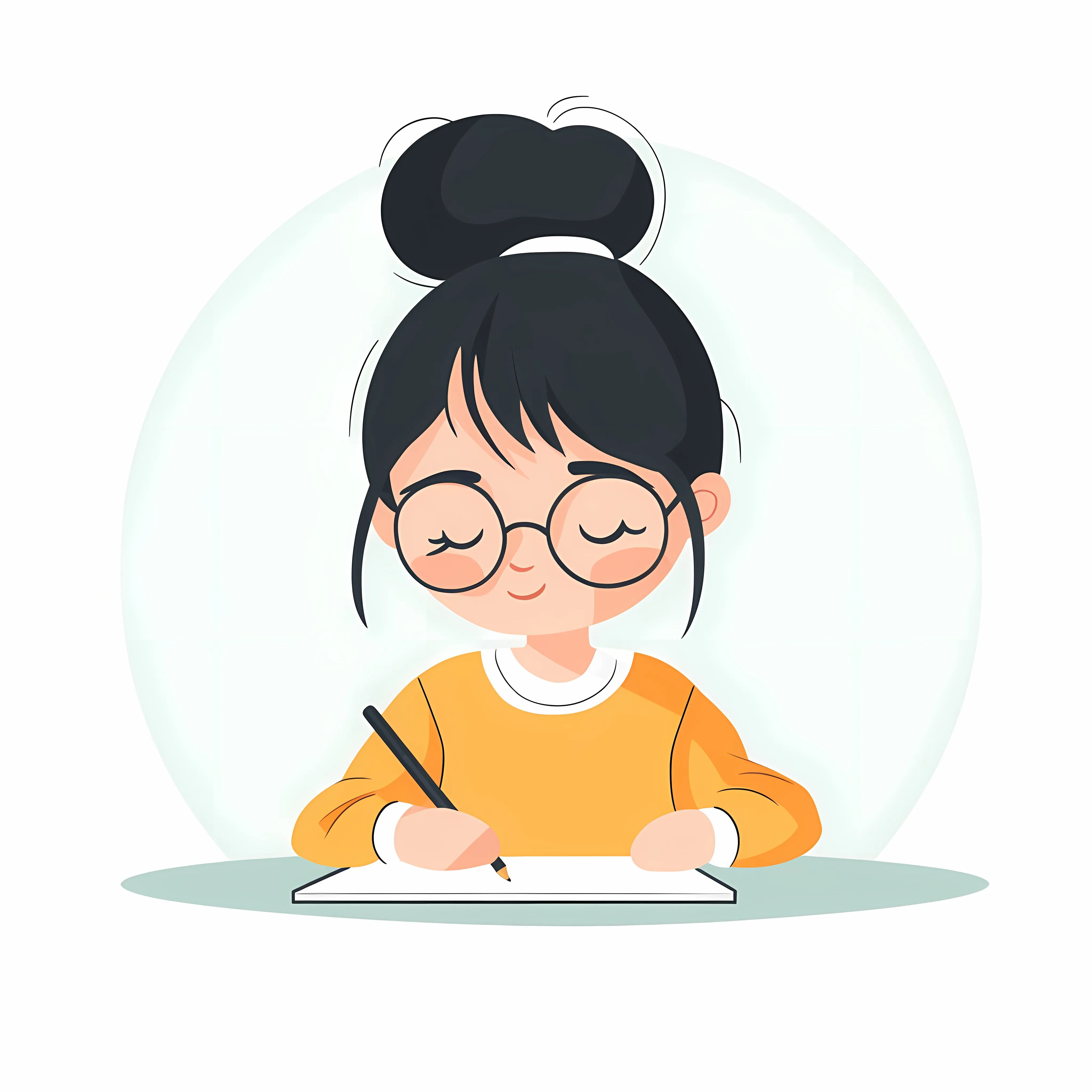 Little Student Girl Writing Illustration — free download from Dotvec