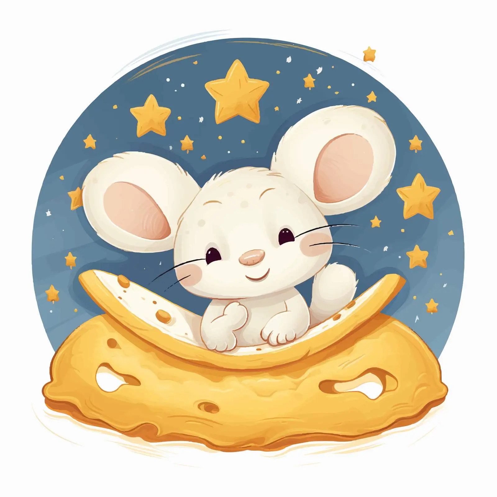 Dreamy Mouse in Cozy Bed Under Cheese Moon — free download from Dotvec