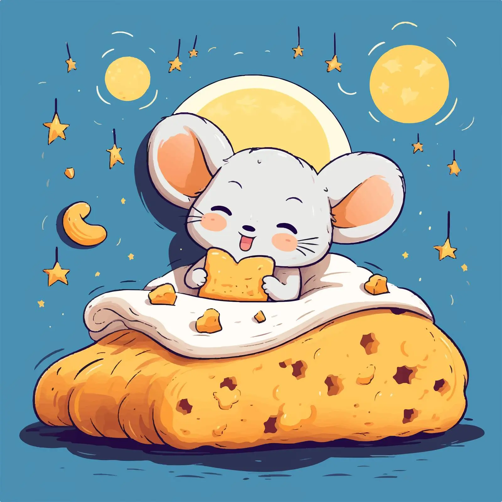 Little White Mouse's Cozy Dream Under Cheese Moon — free download from Dotvec