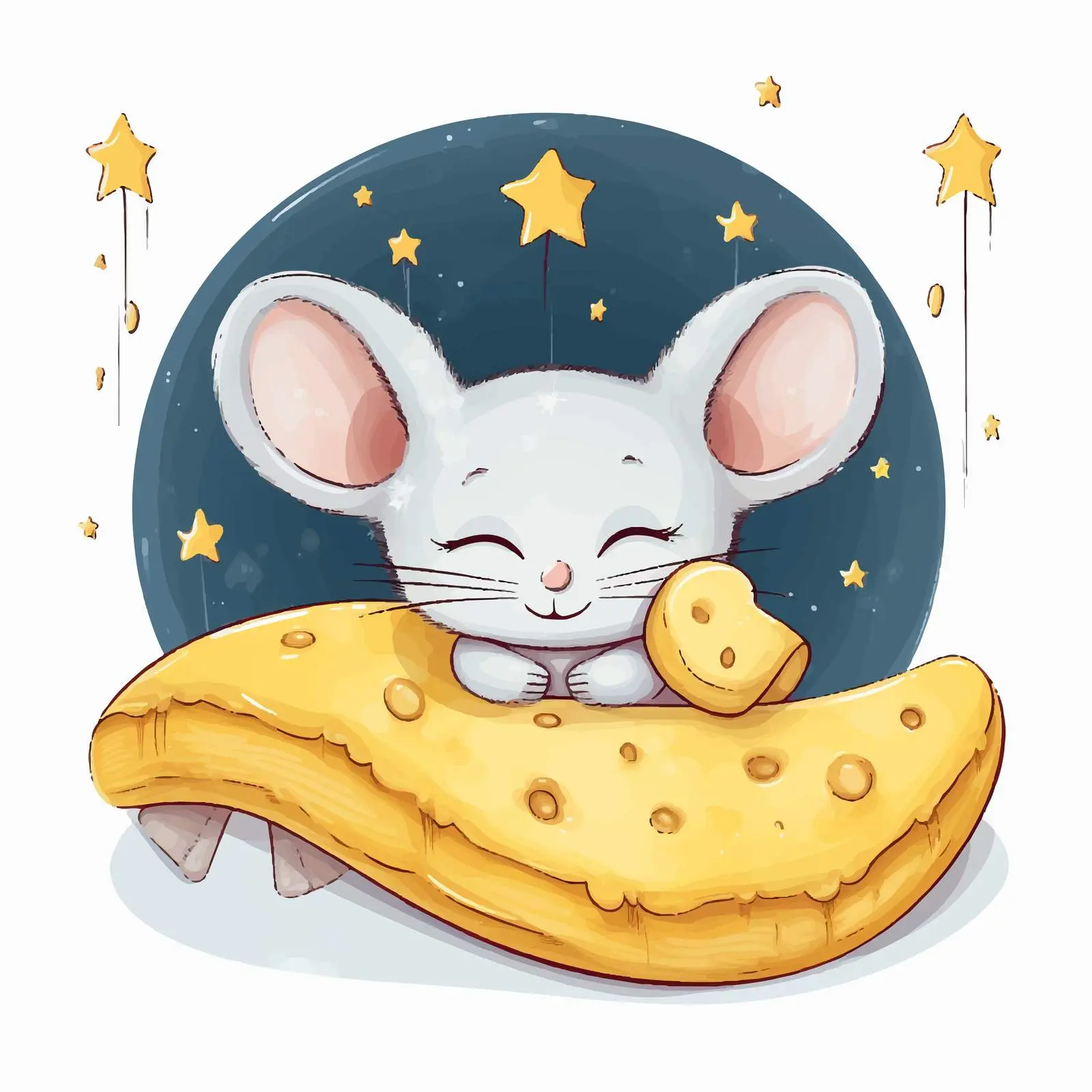 Cozy Mouse Dreams Under Cheese Moon — free download from Dotvec
