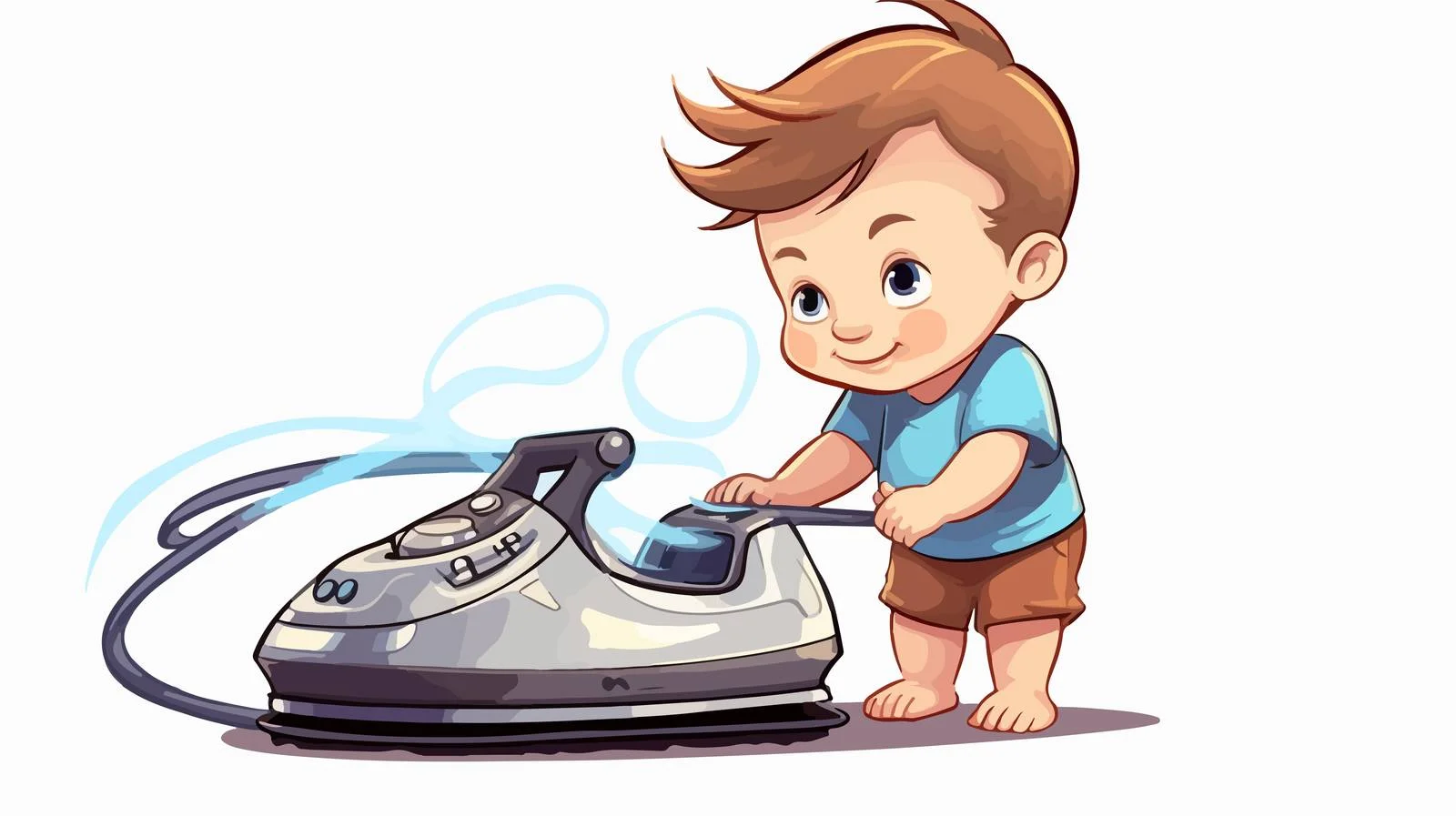 Curious Baby and Hot Iron Cartoon — free download from Dotvec