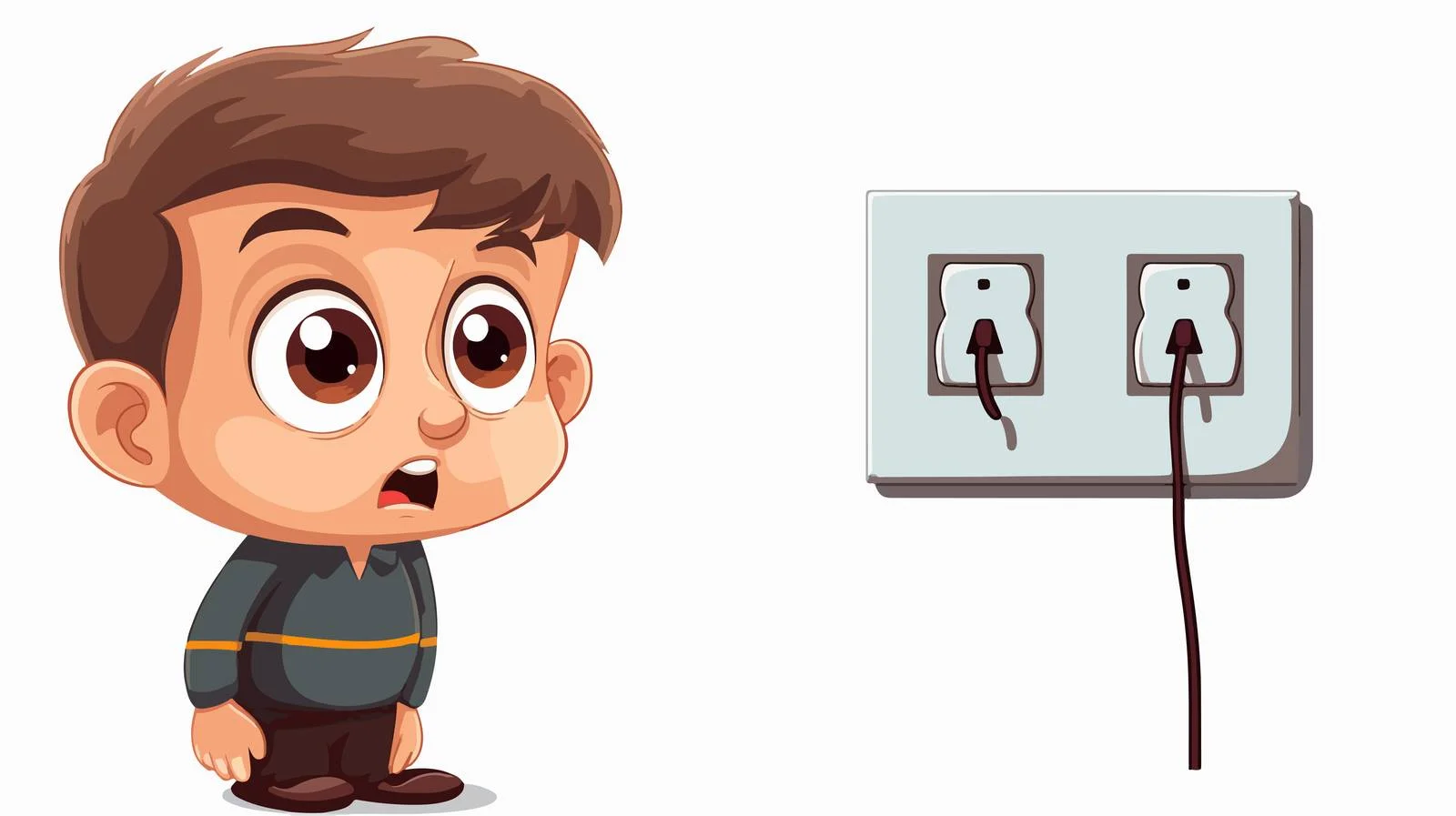 Curious Boy Plugging Electric Iron — free download from Dotvec