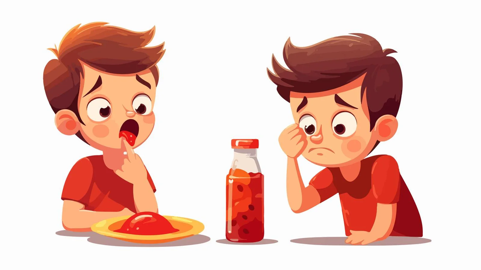 Little Boy Hot Sauce Reaction Cartoon — free download from Dotvec