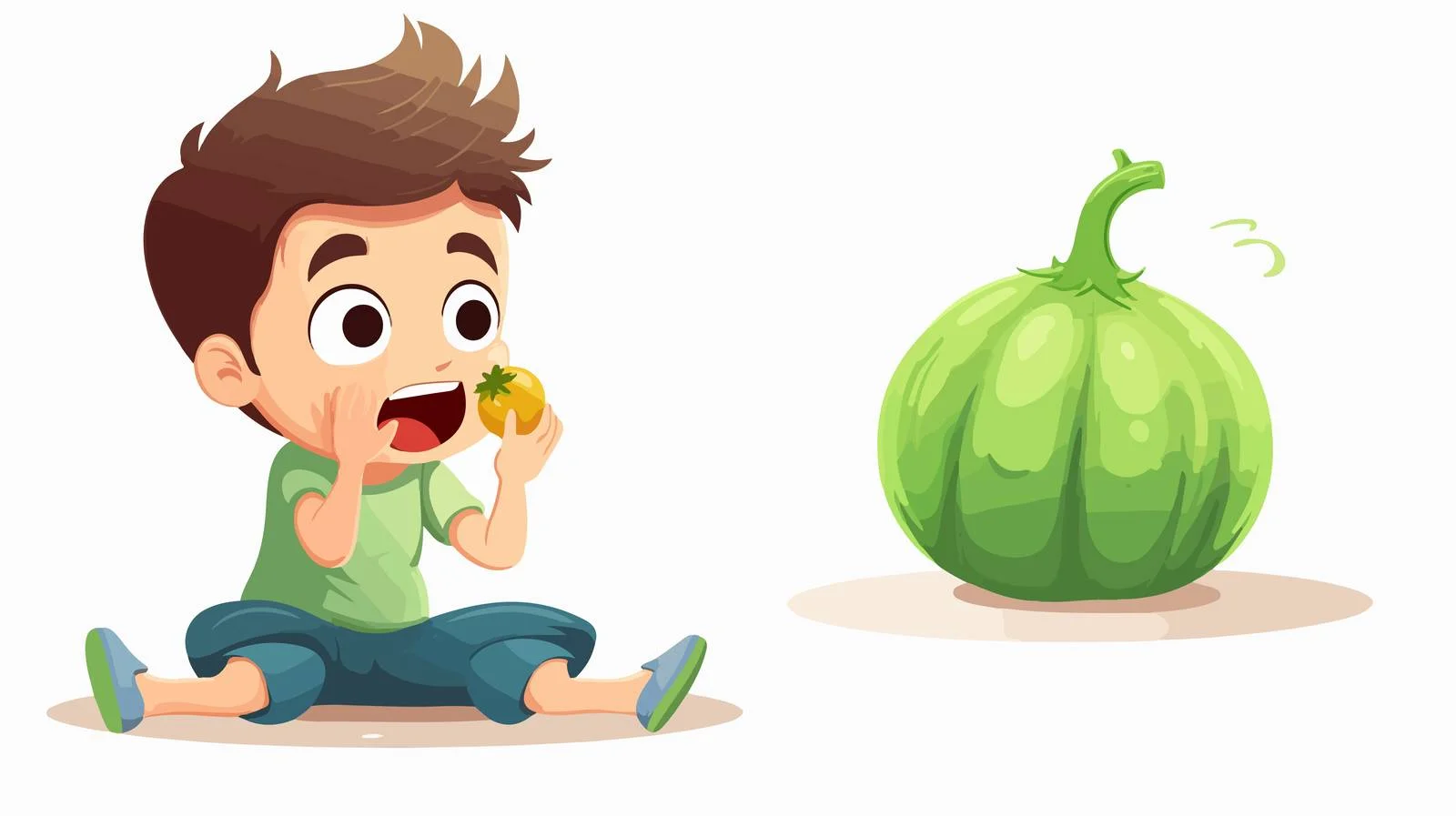 Child Displeased with Bitter Gourd — free download from Dotvec