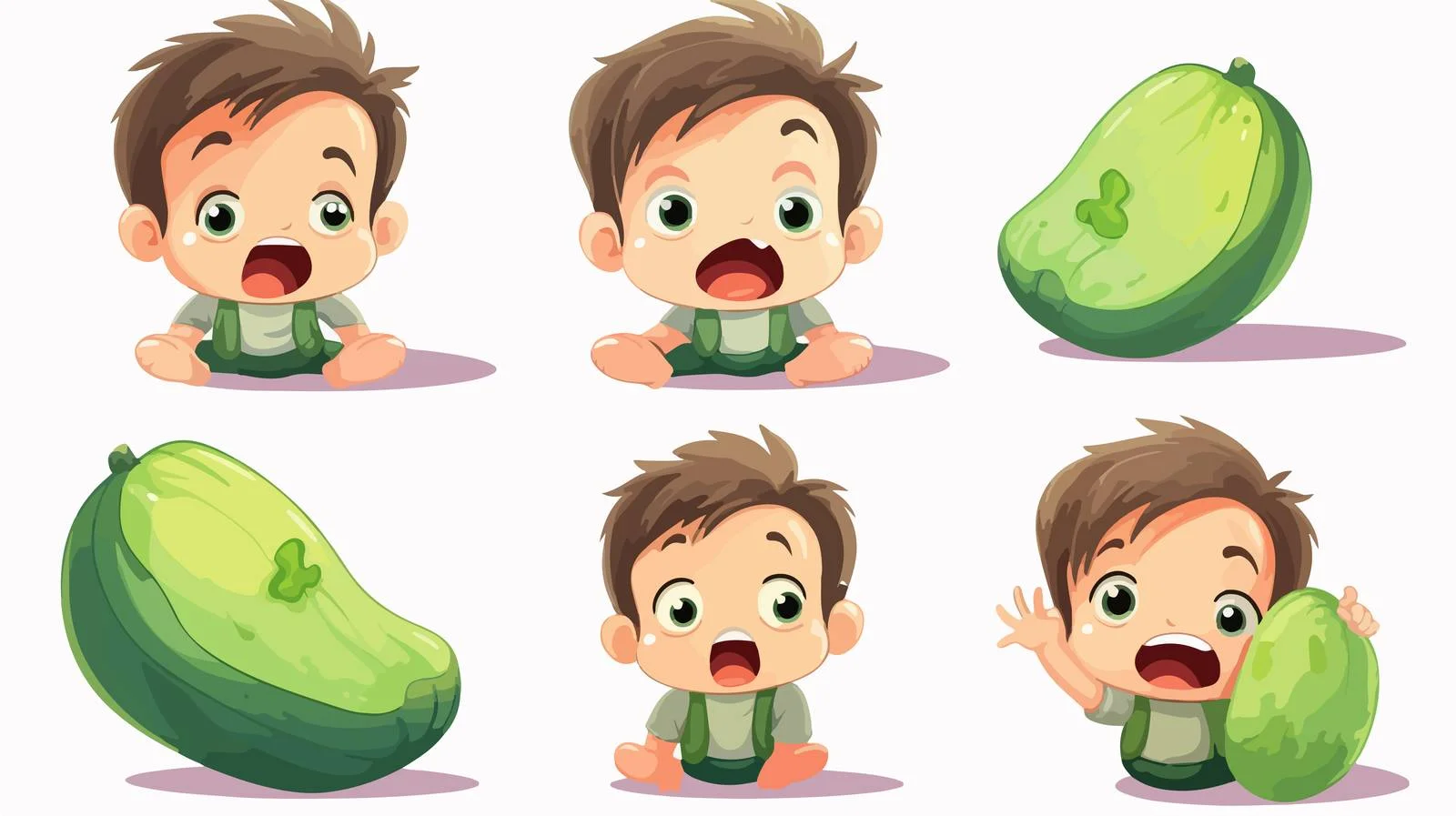 Little Boy Displeased Eating Bitter Gourd — free download from Dotvec
