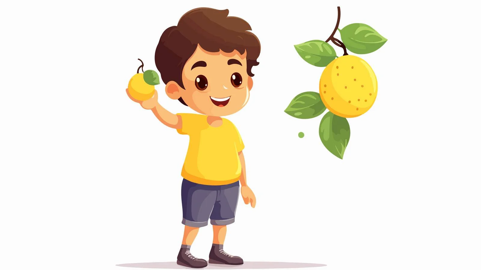 Young Boy with Fresh Lemon Fruit — free download from Dotvec