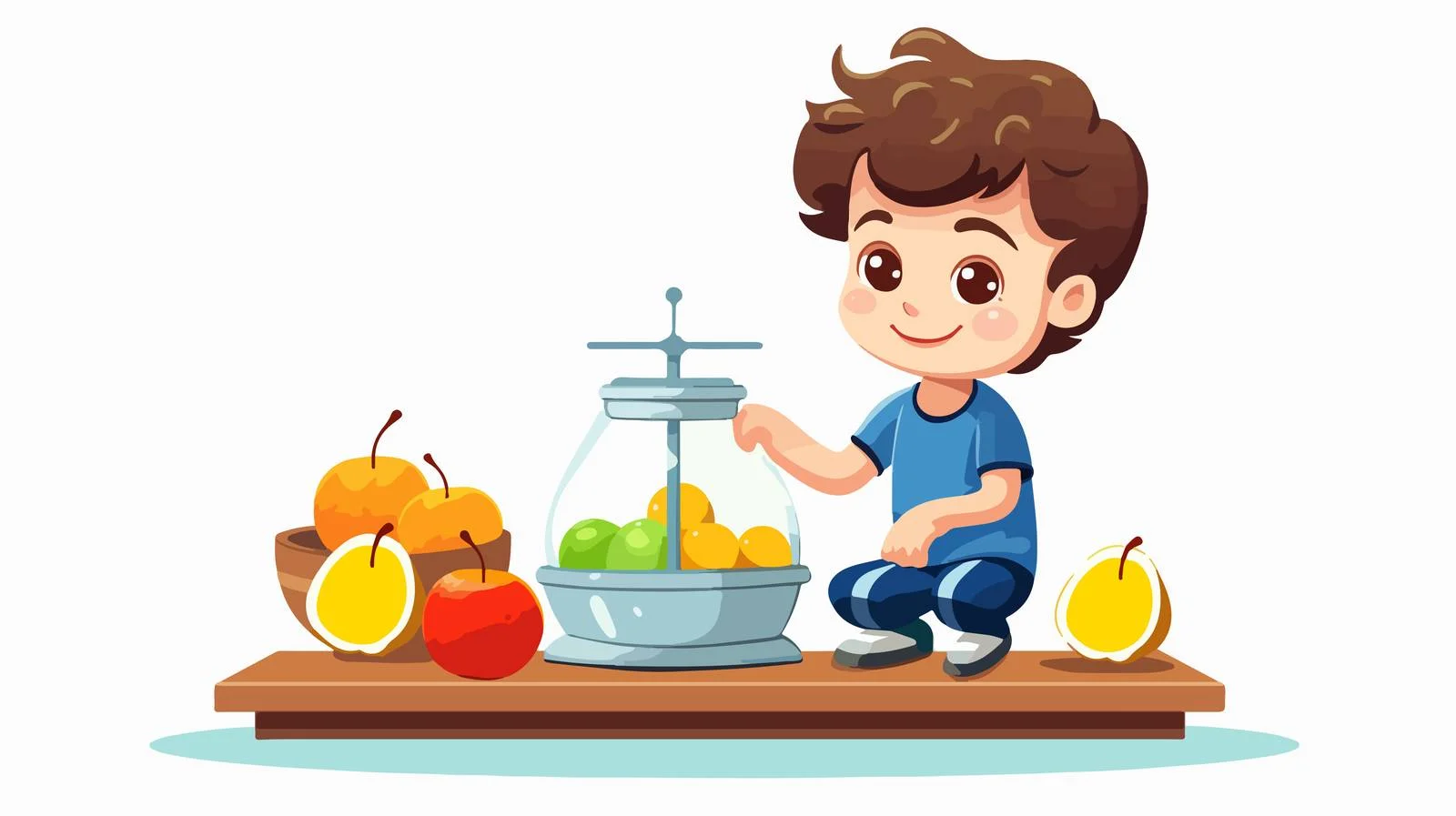 Boy Weighing Fruit on Scale — free download from Dotvec
