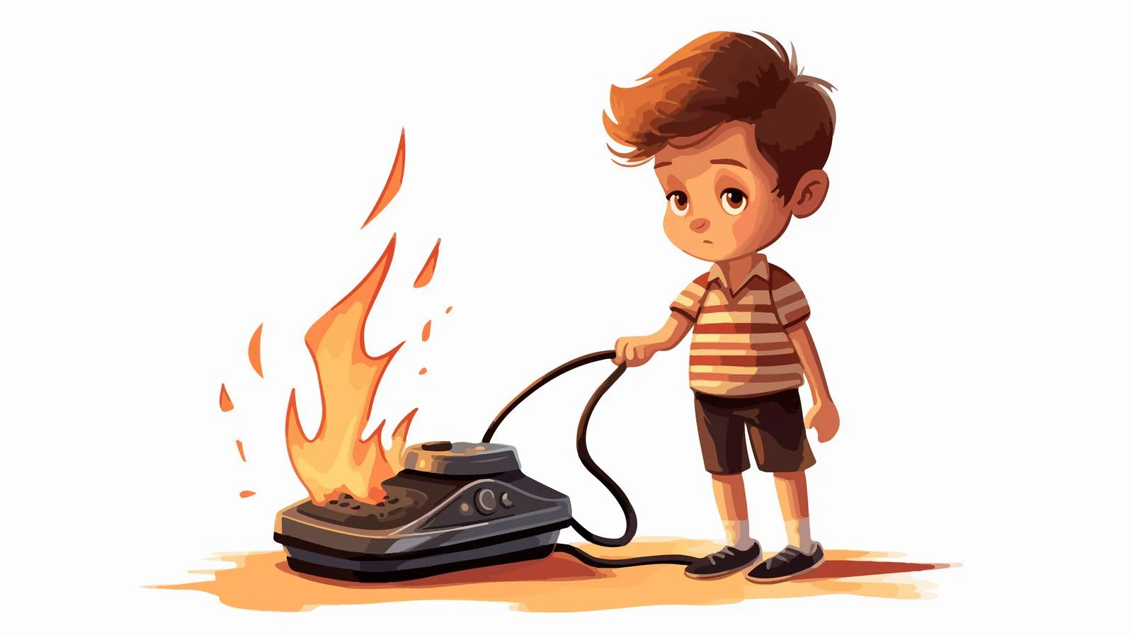 Child Astonished by Burned Clothing Scene — free download from Dotvec