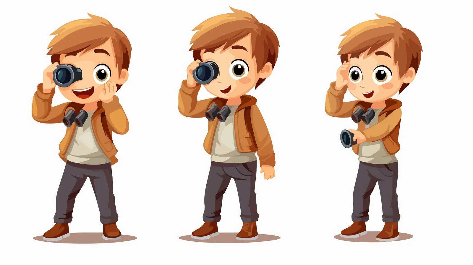 Curious Boy with Binoculars Cartoon — free download from Dotvec