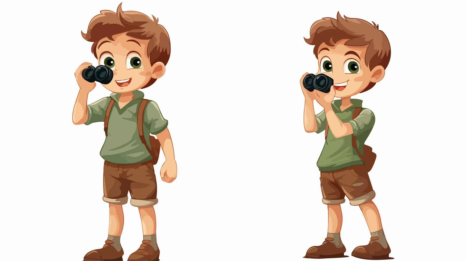 Curious Boy with Binoculars Cartoon — free download from Dotvec