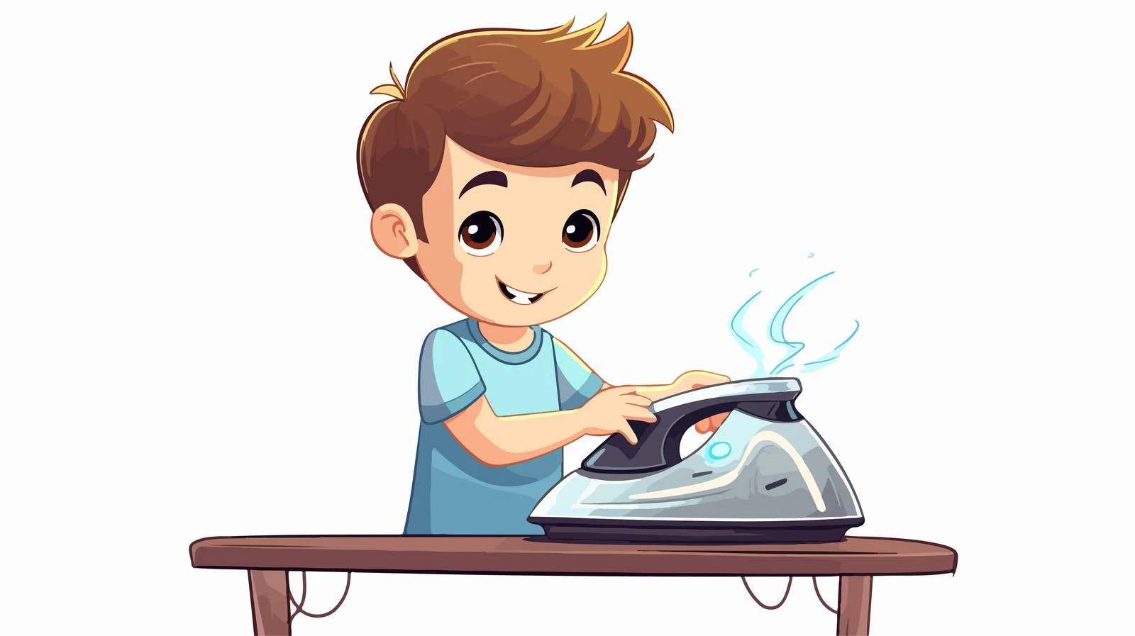 Boy Ironing Cartoon Clothes Illustration — free download from Dotvec