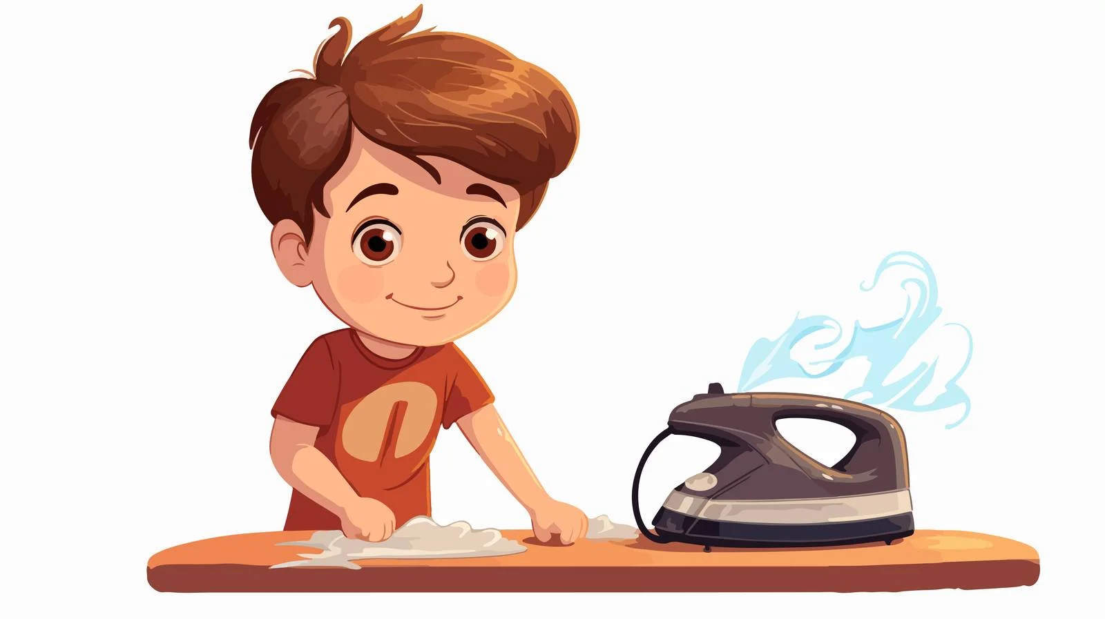 Child Ironing Cartoon Illustration — free download from Dotvec