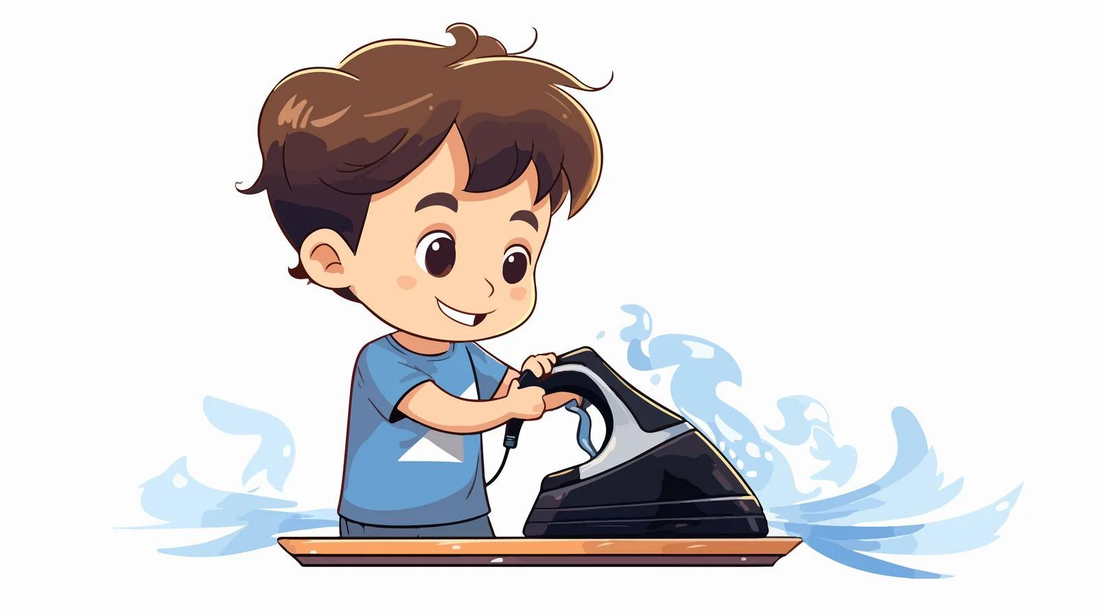 Child Ironing Clothes Cartoon Illustration — free download from Dotvec