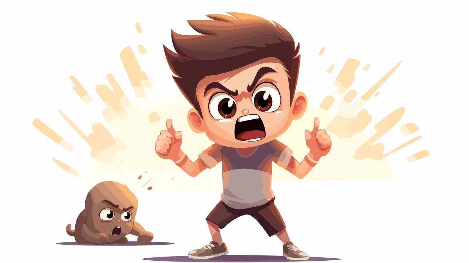 Child with Phone and Angry Cartoon — free download from Dotvec
