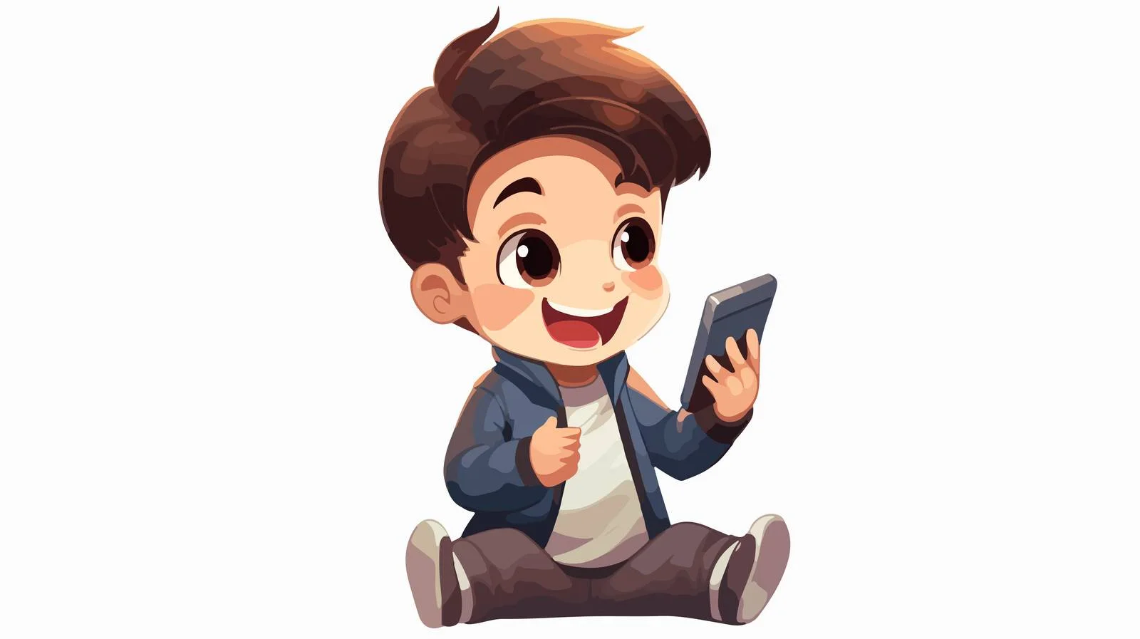 Happy Boy Using Cartoon Phone — free download from Dotvec