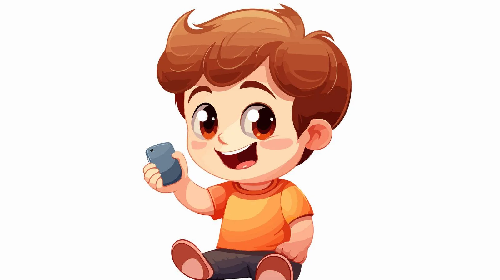 Boy with Mobile Phone Cartoon — free download from Dotvec