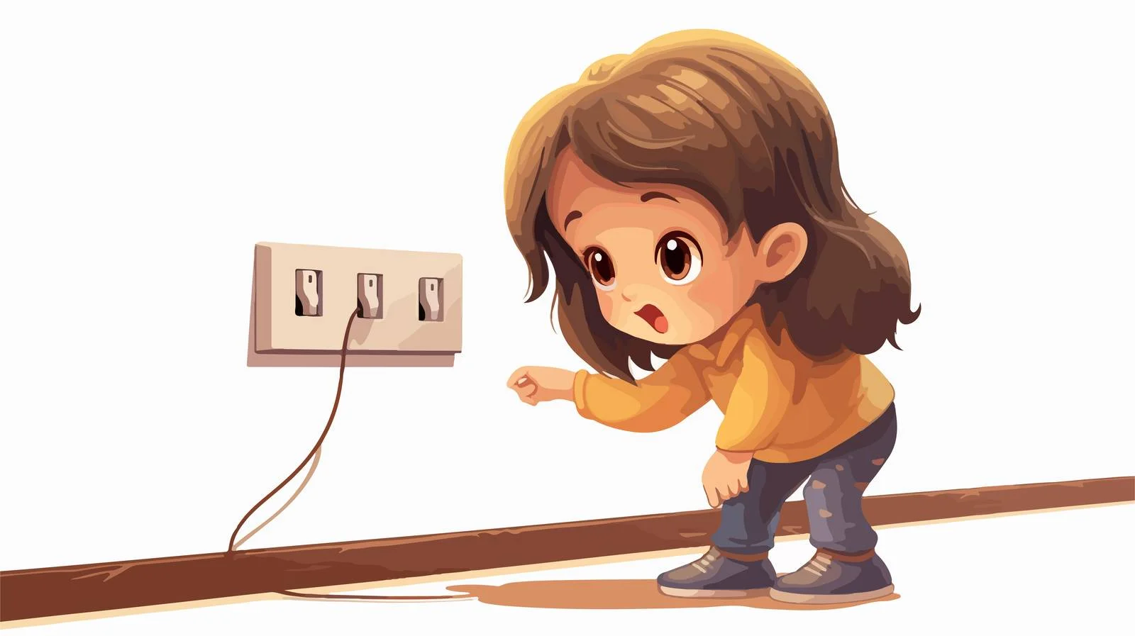 Curious Girl Plugging Electric Iron — free download from Dotvec