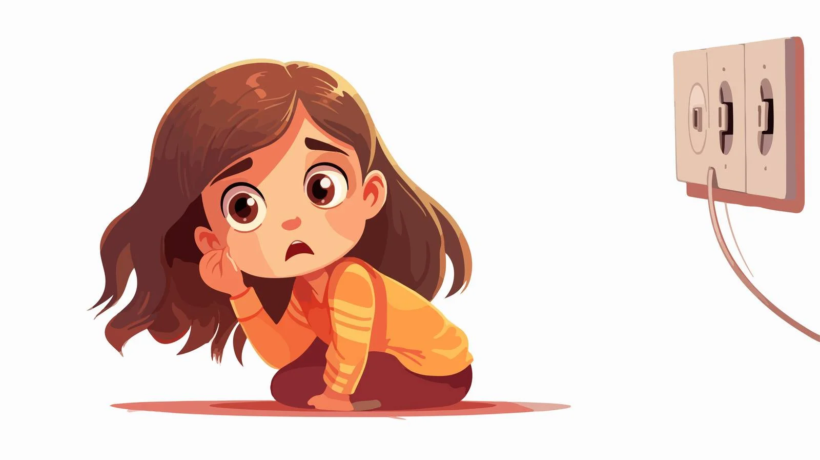 Curious girl with electric iron — free download from Dotvec