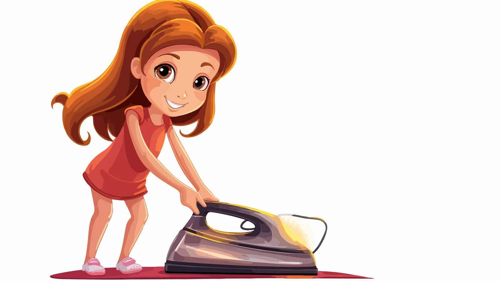 Curious Girl and Electric Iron Cartoon — free download from Dotvec