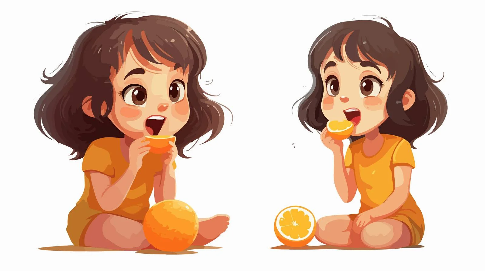 Adorable Girl Eating Sour Orange — free download from Dotvec