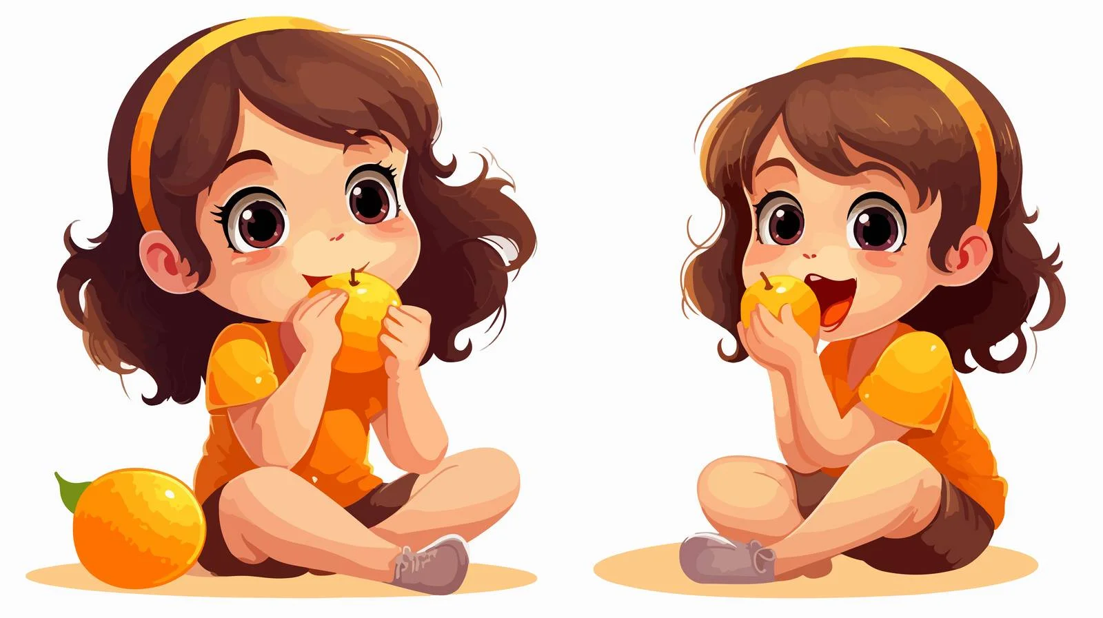 Little Girl Eating Sour Orange Fun — free download from Dotvec