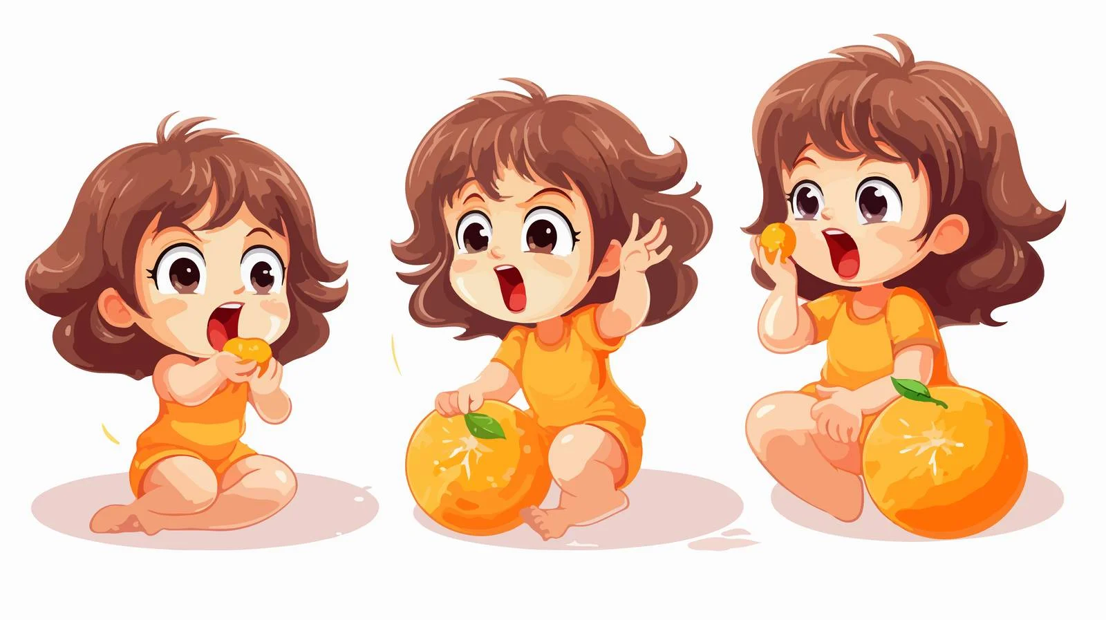 Adorable Girl Eating Sour Orange — free download from Dotvec