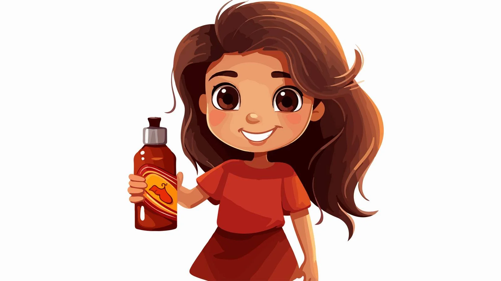 Adorable Girl with Hot Sauce Bottle — free download from Dotvec