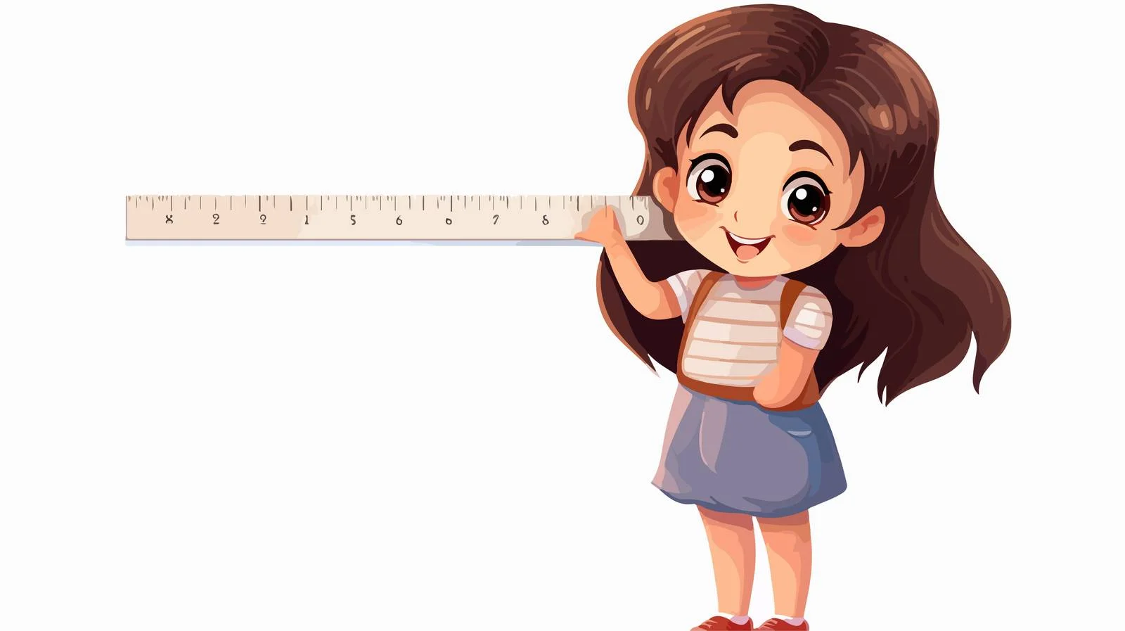 Schoolgirl Measuring Length Cartoon — free download from Dotvec