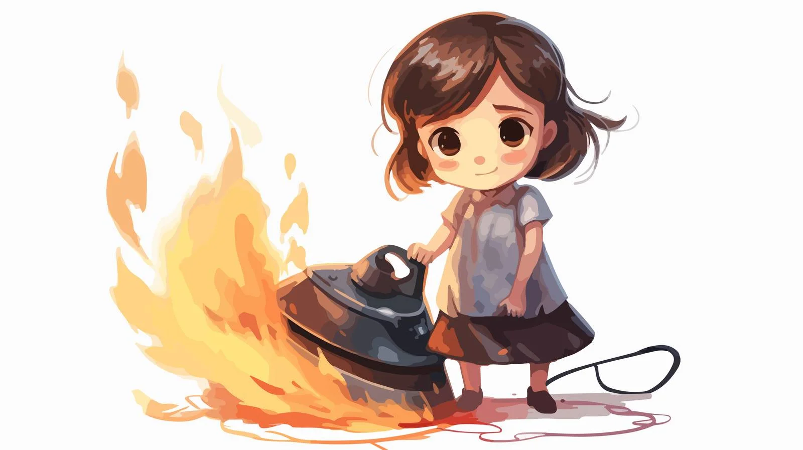 Child Shocked by Burned Clothes Scene — free download from Dotvec