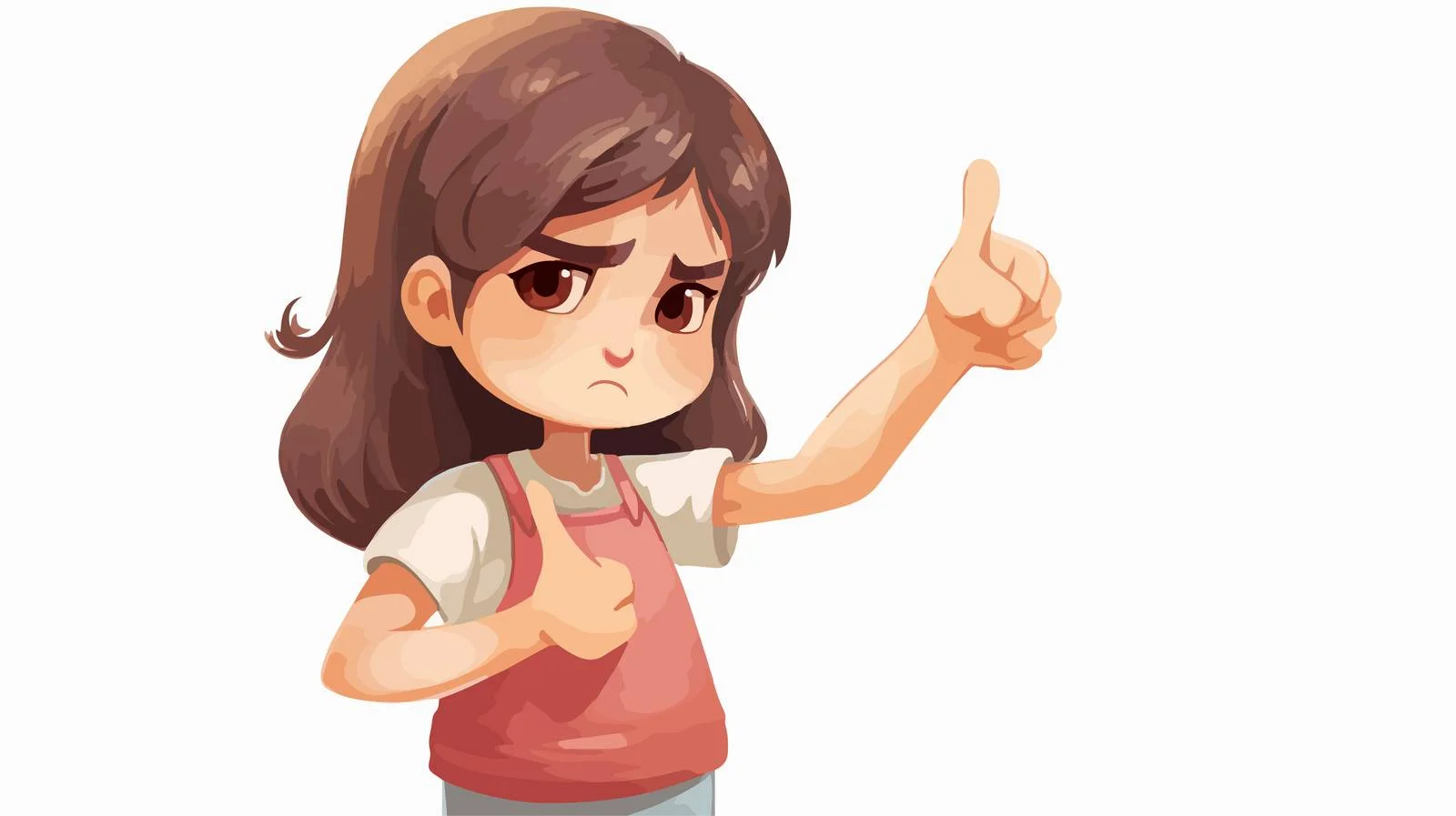 Little Girl Disagrees with Thumb Down Gesture — free download from Dotvec