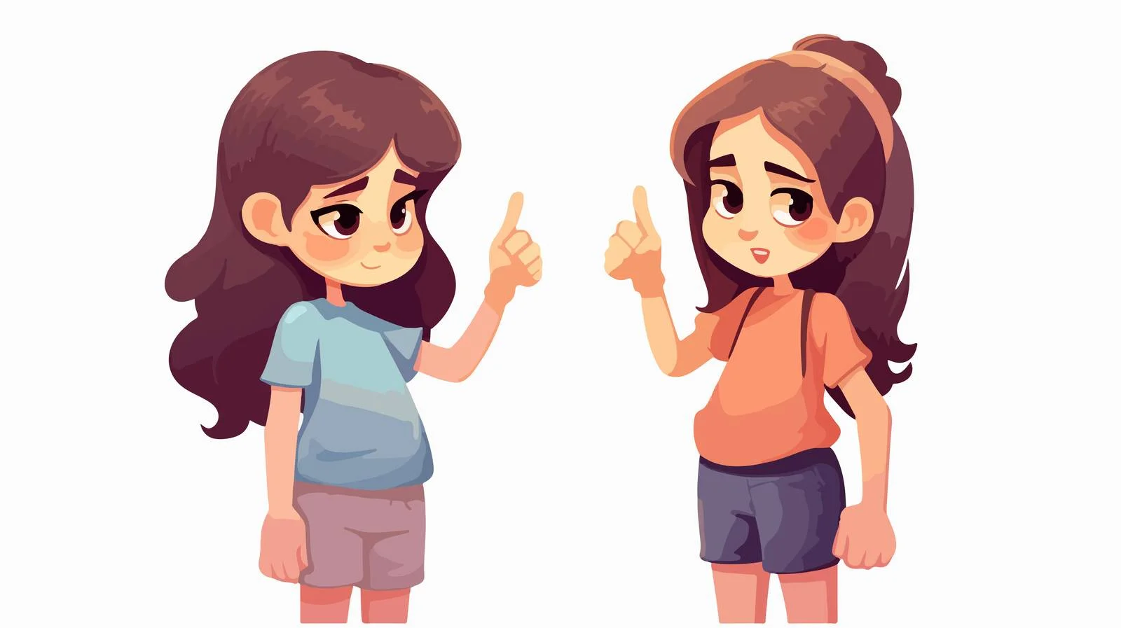 Displeased Little Girl Thumb Down Gesture — free download from Dotvec