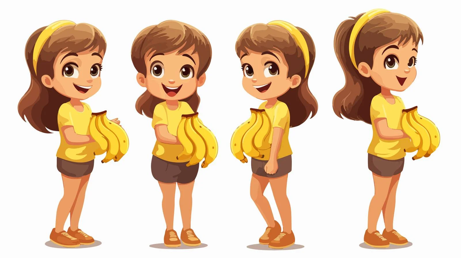 Young Girl Eating Cartoon Banana — free download from Dotvec
