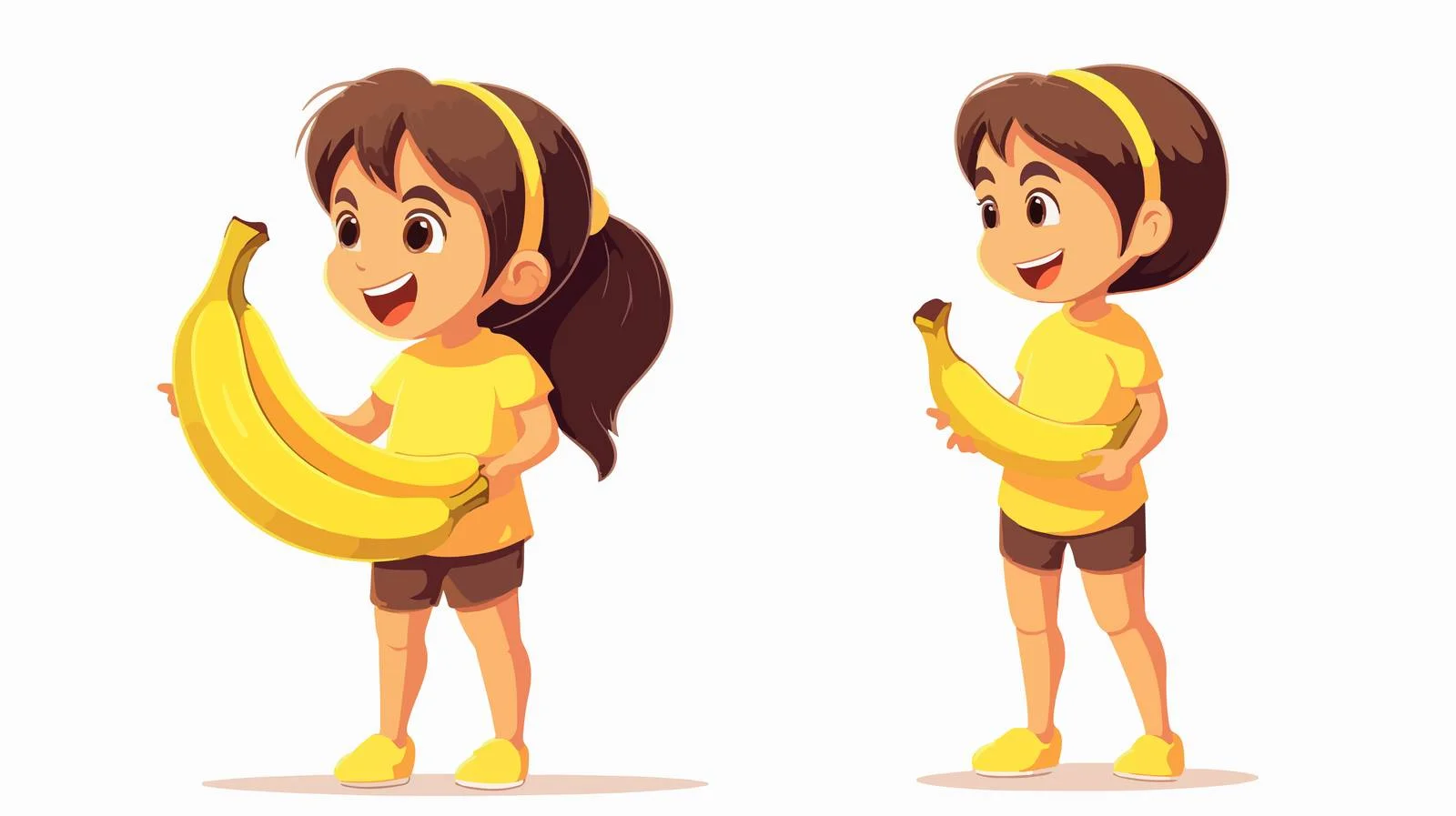 Girl Eating Banana Cartoon Illustration — free download from Dotvec