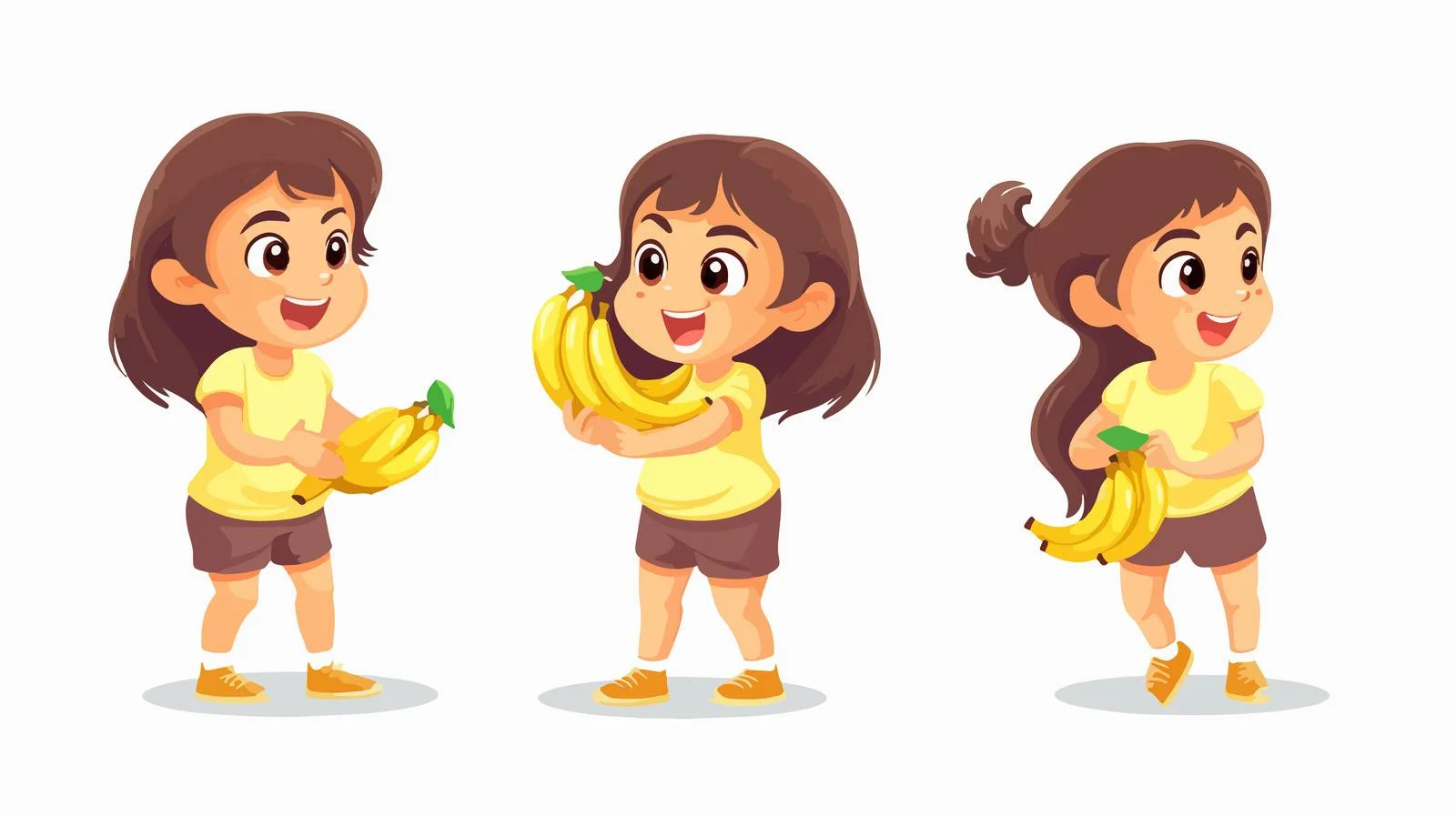 Adorable Girl Enjoying Fresh Banana Cartoon — free download from Dotvec
