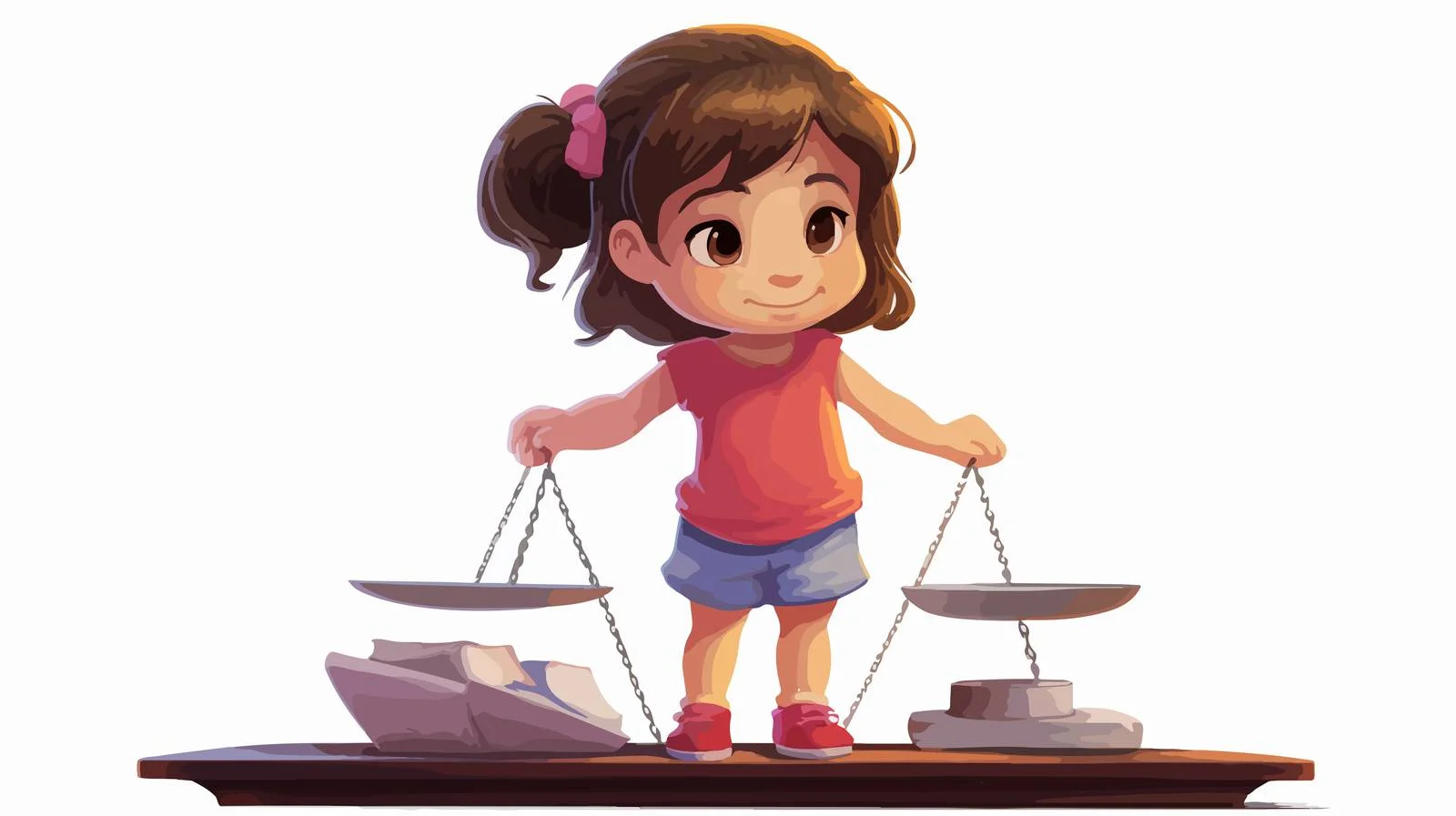 Girl Learning Weight Balance with Scale — free download from Dotvec