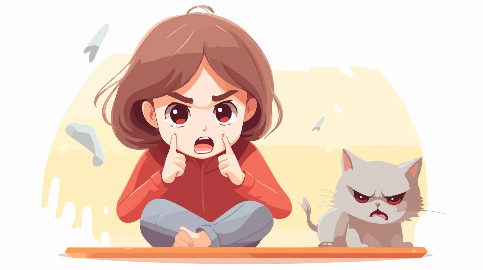 Child with Mobile Phone and Angry Cartoon — free download from Dotvec