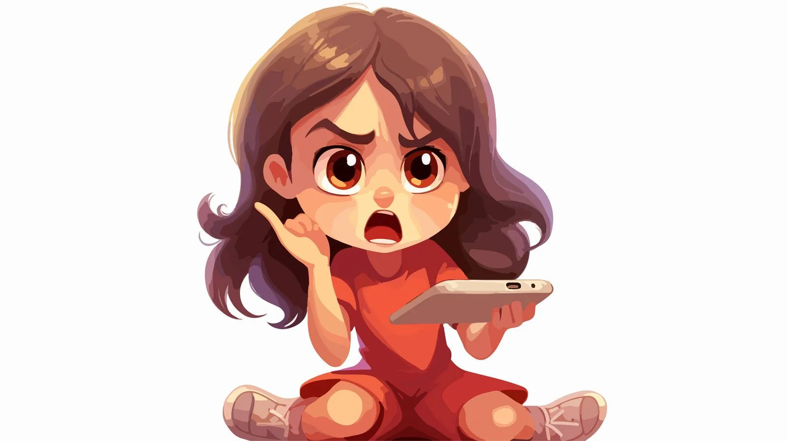 Child with Mobile and Angry Cartoon — free download from Dotvec