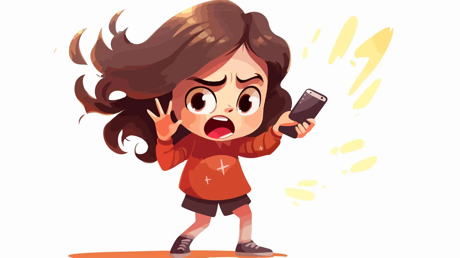 Young Girl Using Mobile Device Emotionally — free download from Dotvec