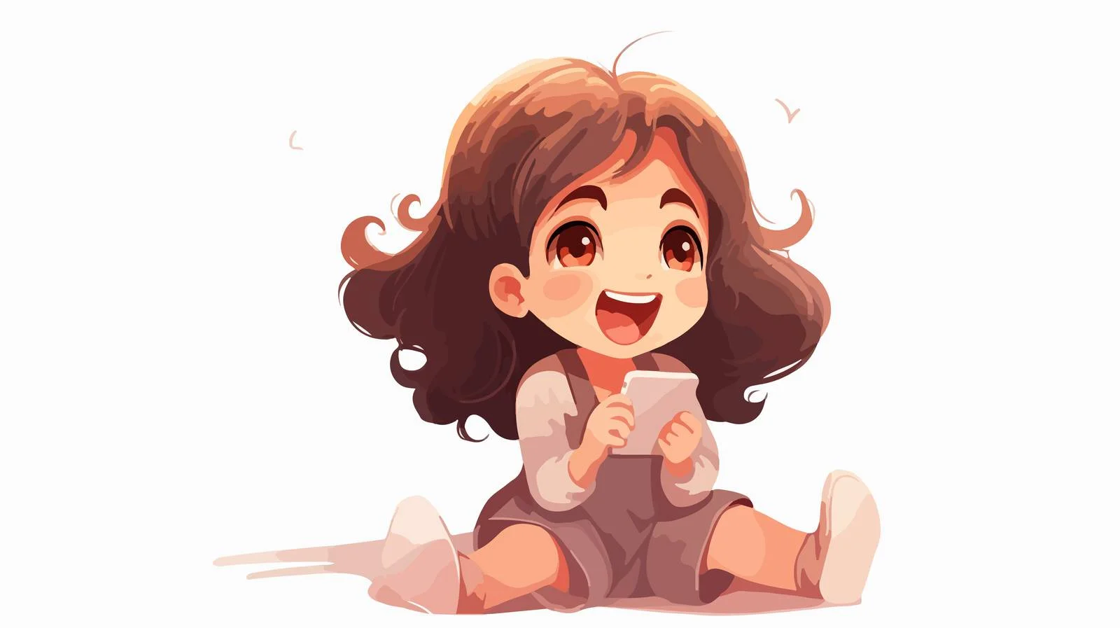 Young Girl Using Mobile Phone Cartoon — free download from Dotvec