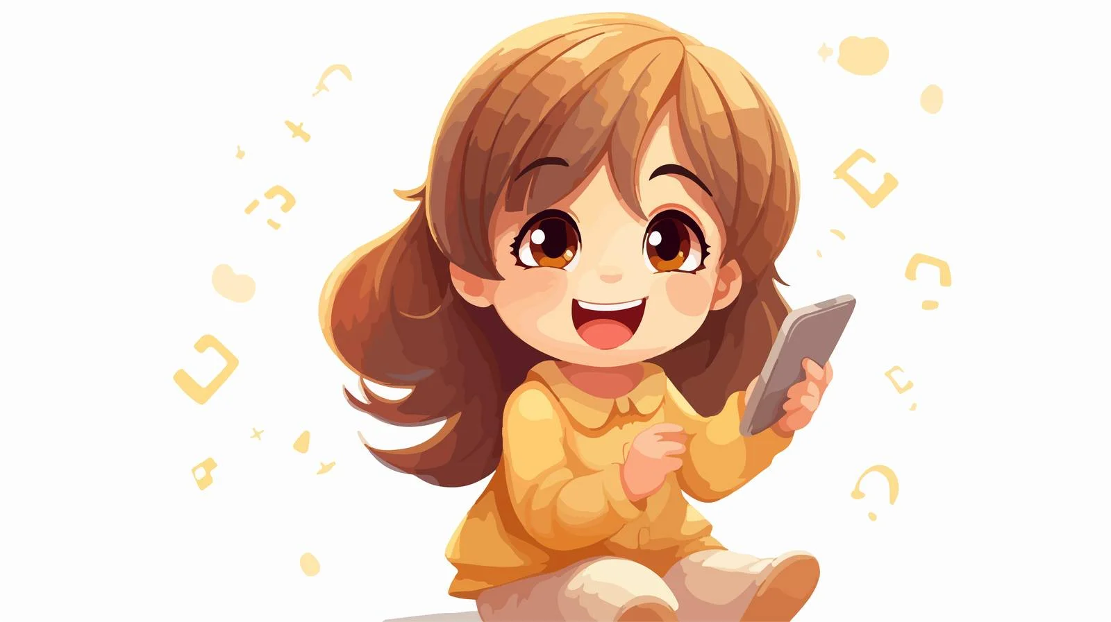 Happy Child with Cellphone Cartoon — free download from Dotvec